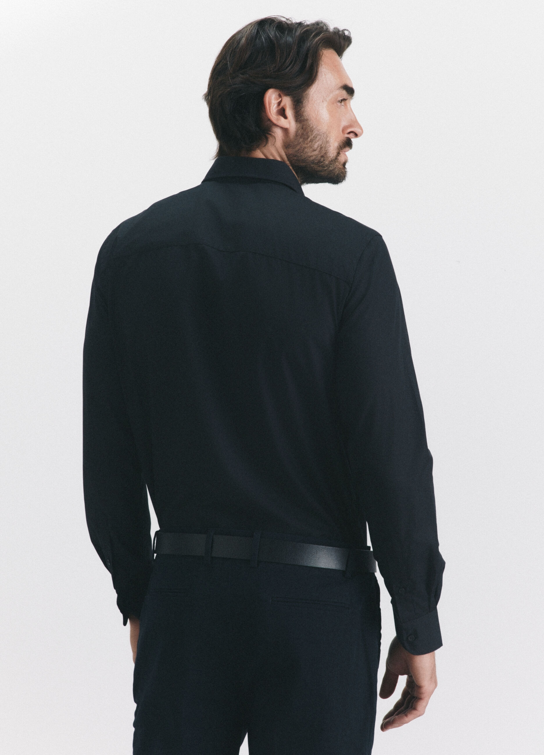 Camicia regular fit in misto cotone uomo_1