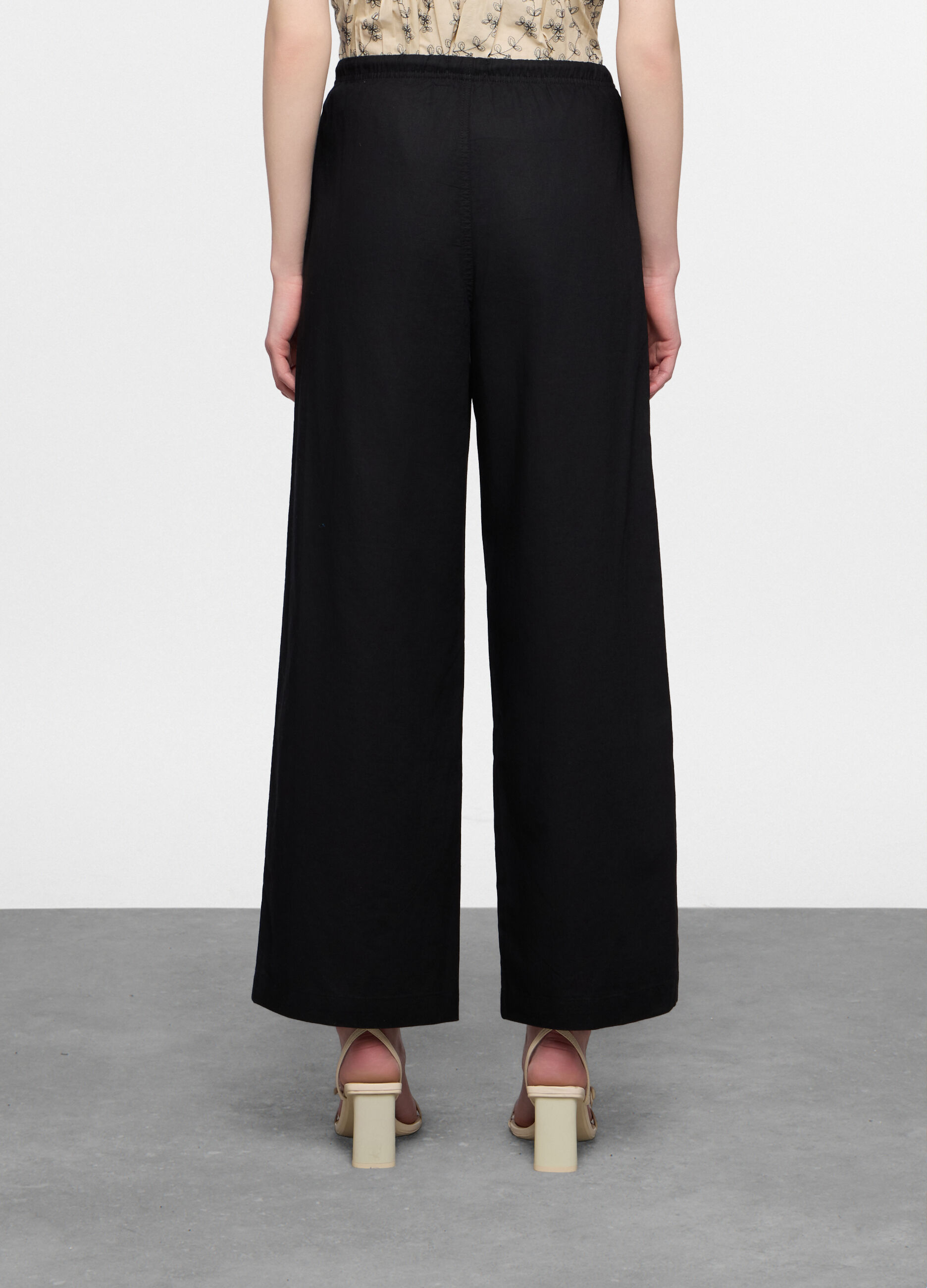 Pantalone fit relaxed in cotone misto lino donna_1