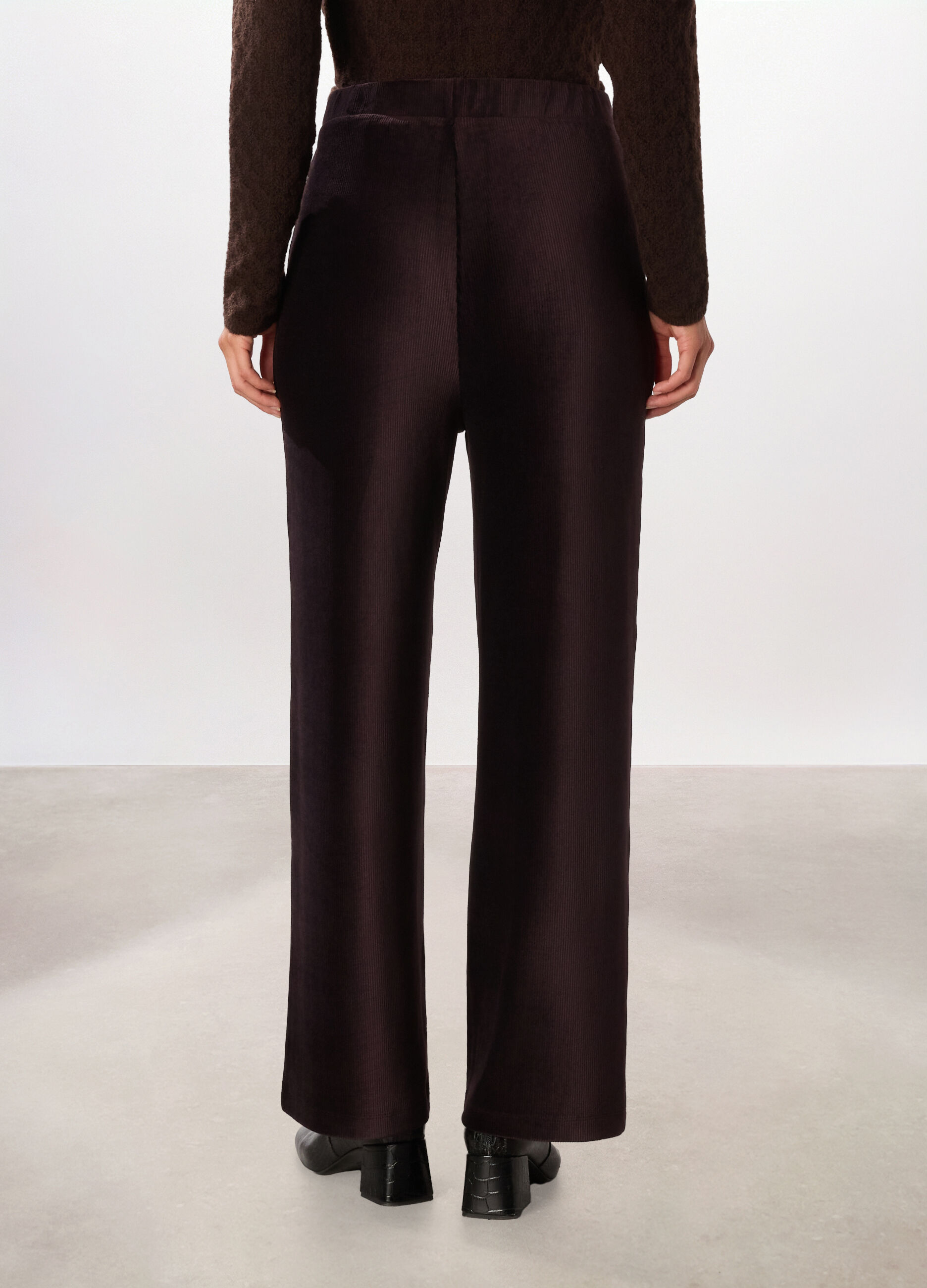 Pantaloni wide leg in costina di velluto donna_1