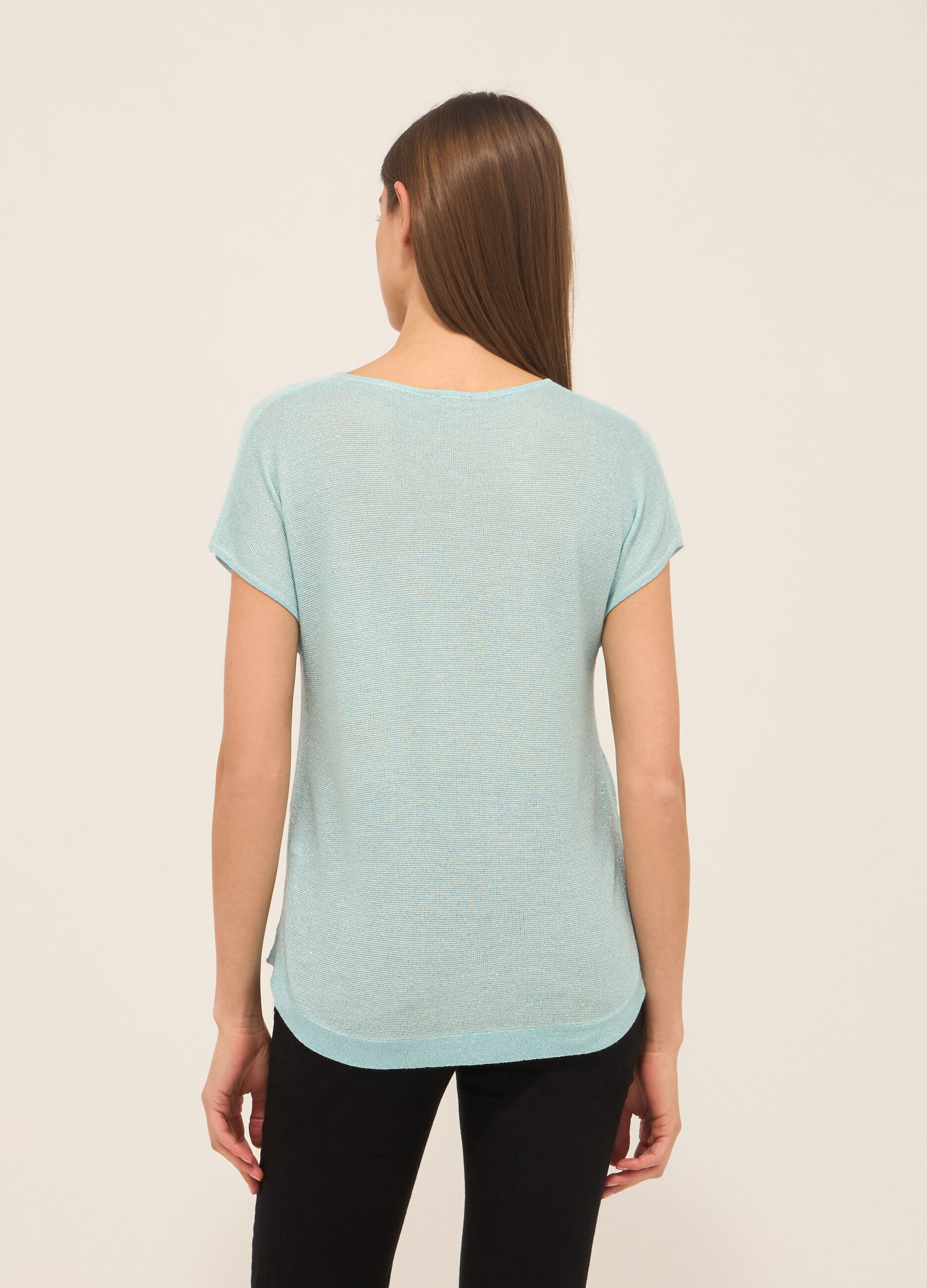 Tricot misto viscosa a maniche corte donna_1