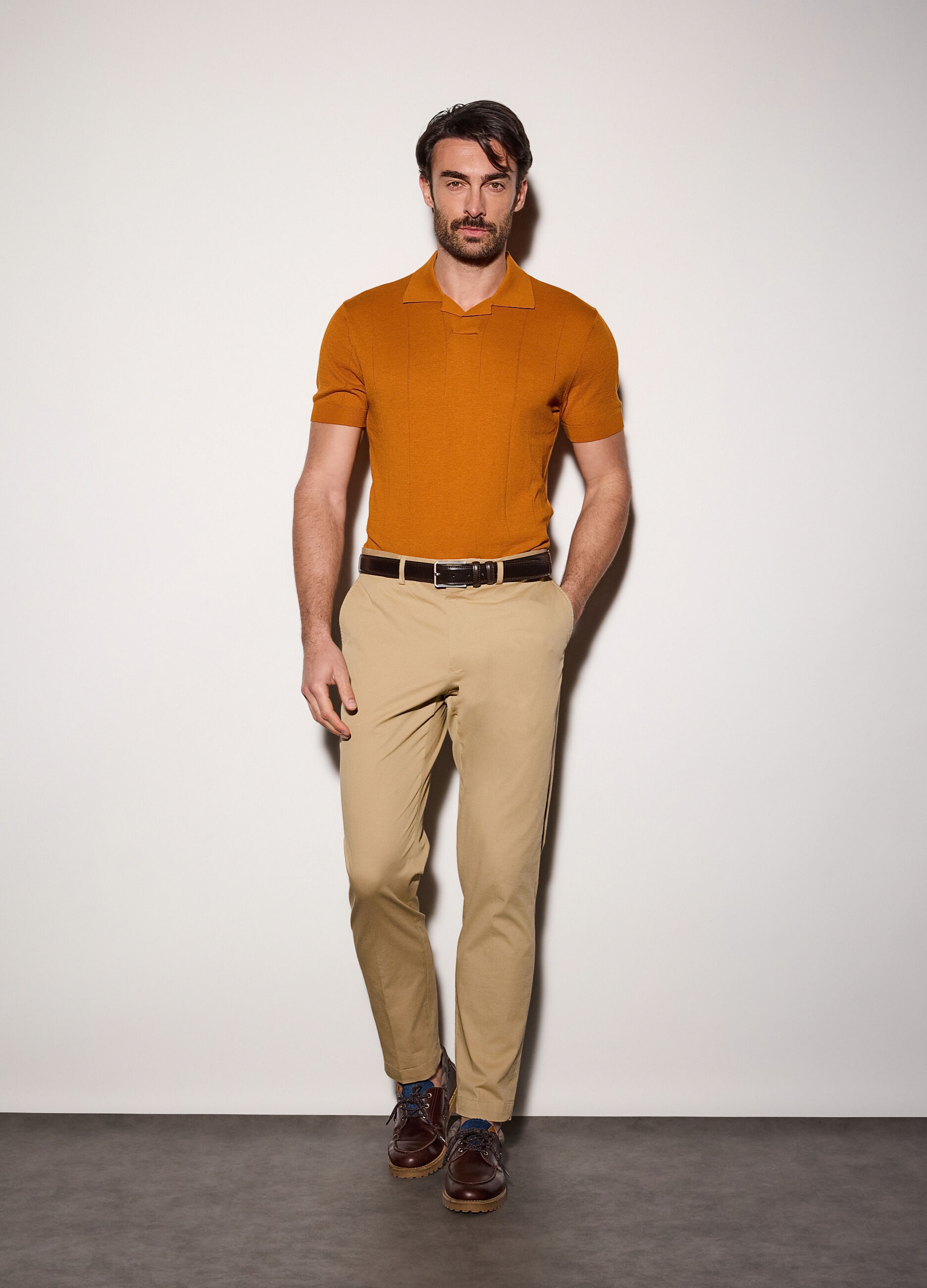 Polo a maniche corte a coste piatte uomo_0