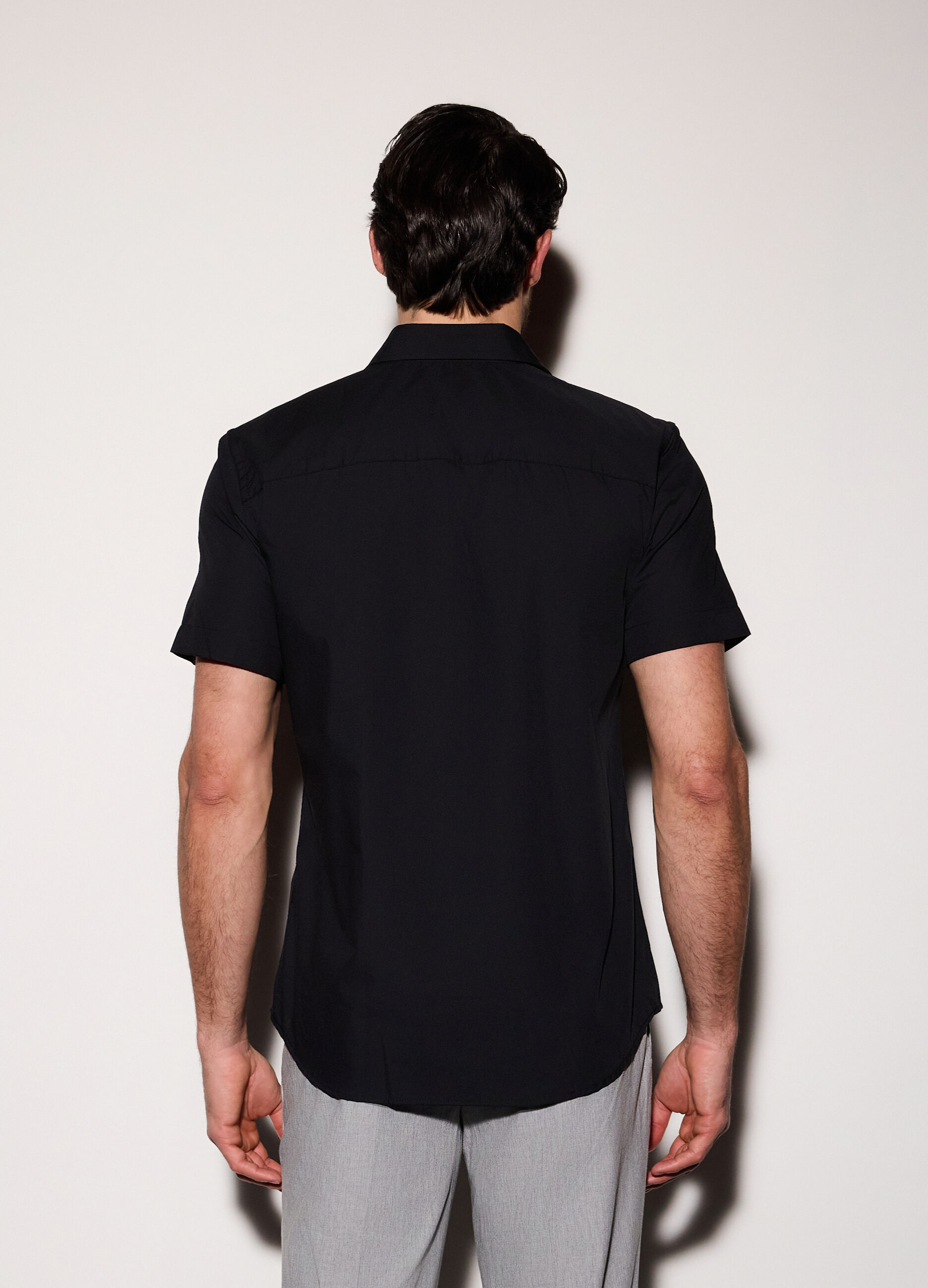 Camicia a maniche corte in misto cotone uomo_1