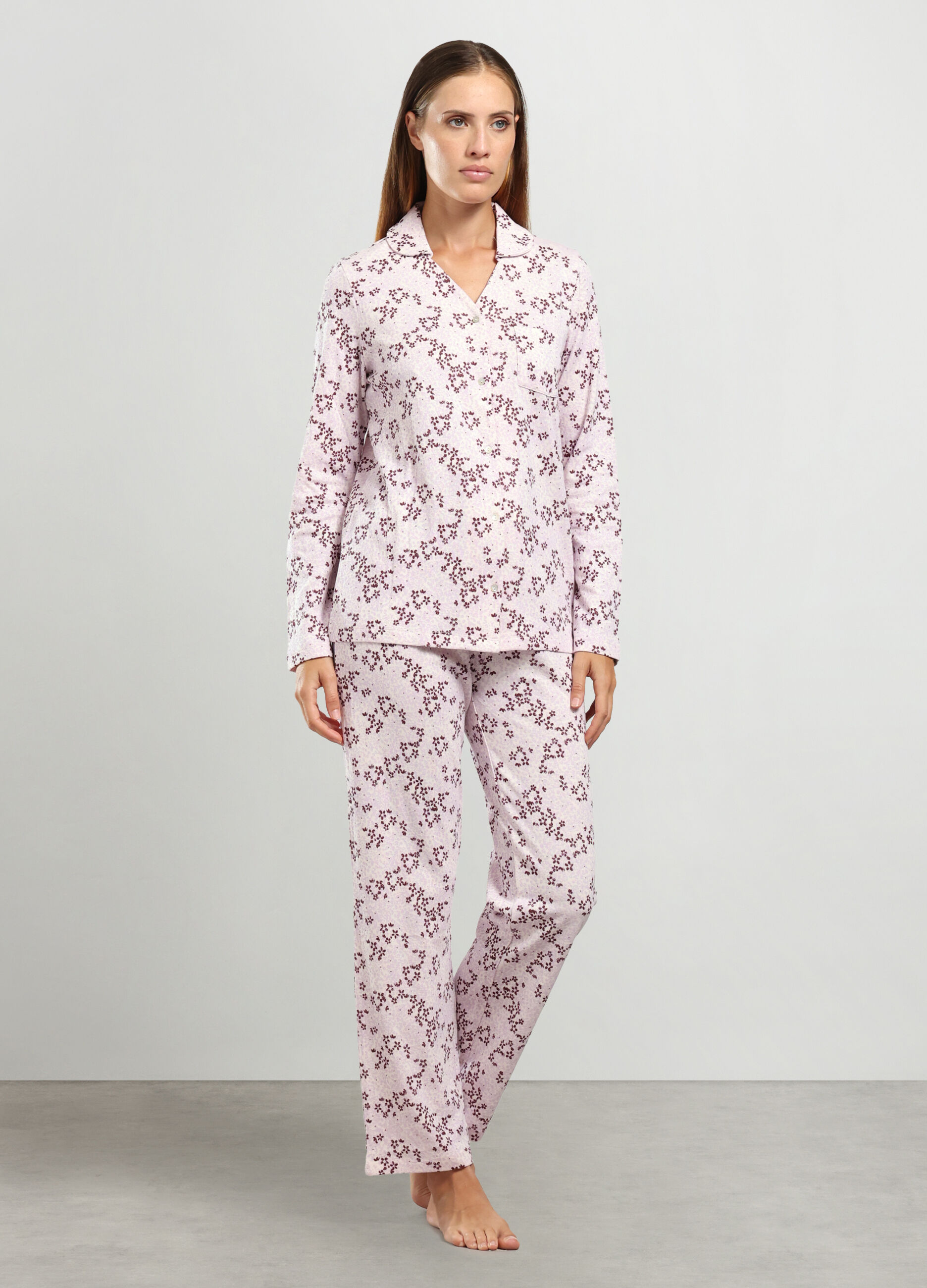 Set pigiama lungo in puro cotone donna
