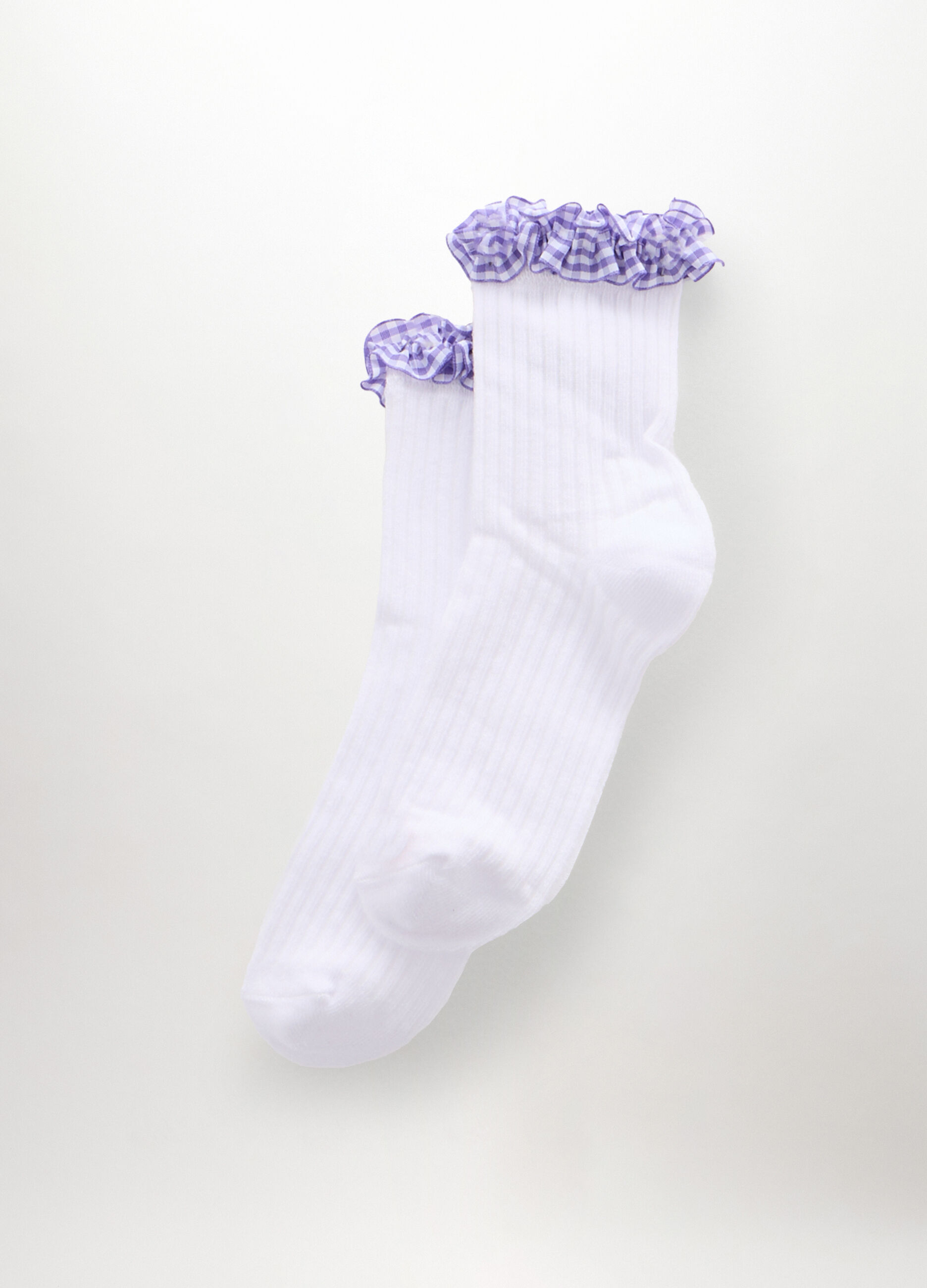 Calze corte misto cotone con rouches donna_0