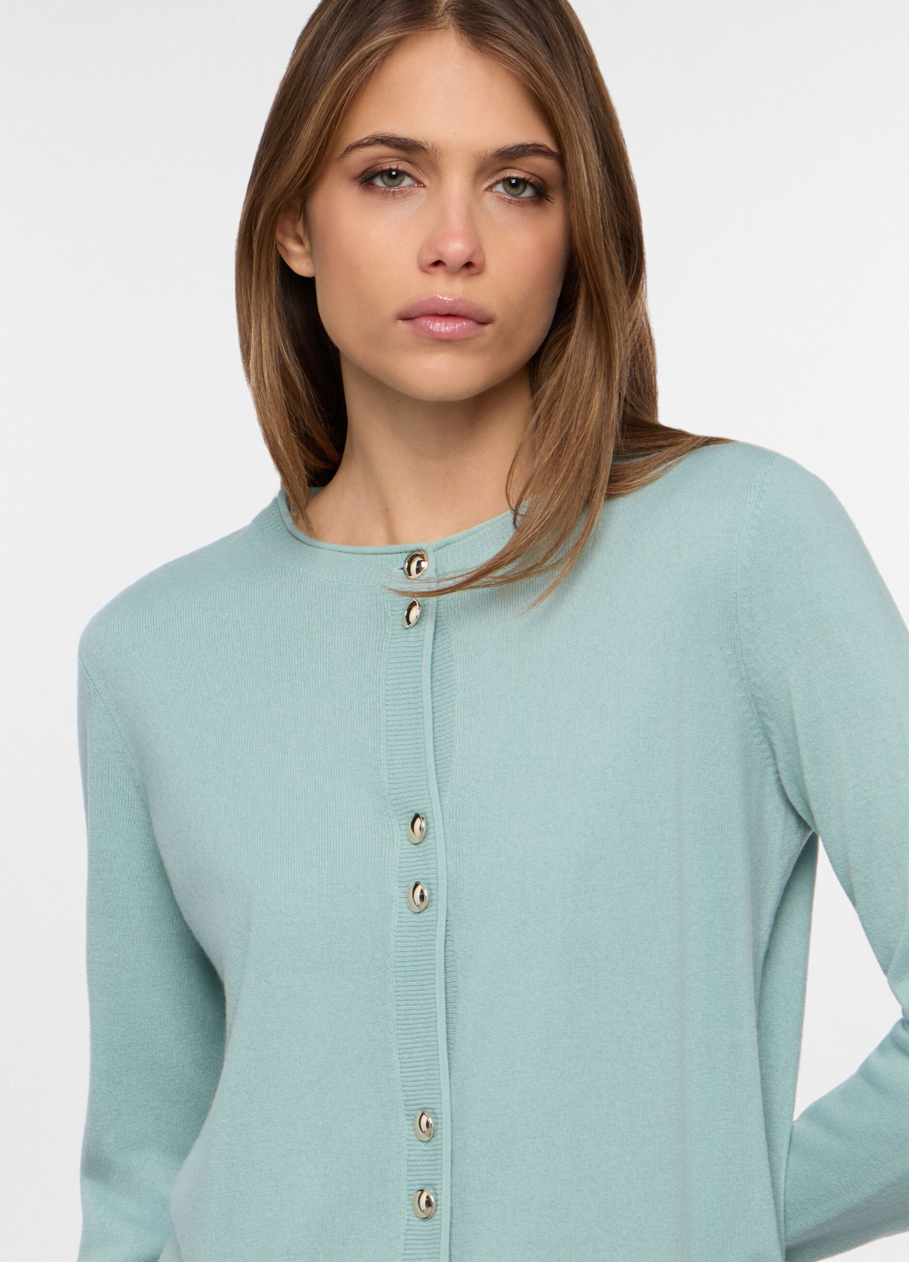 Cardigan girocollo rasato donna_2