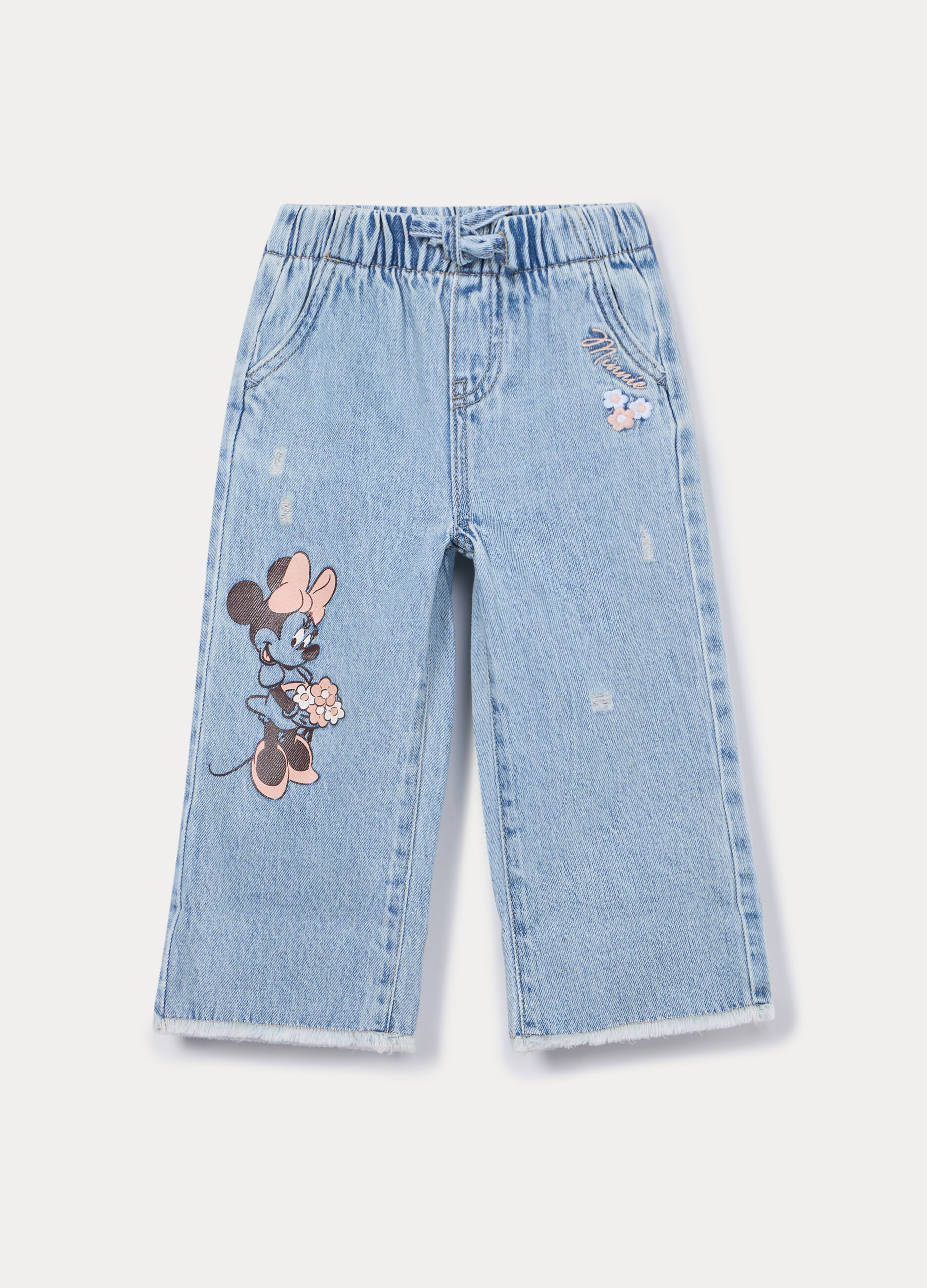 Jogger wide leg in denim misto cotone bimba_0