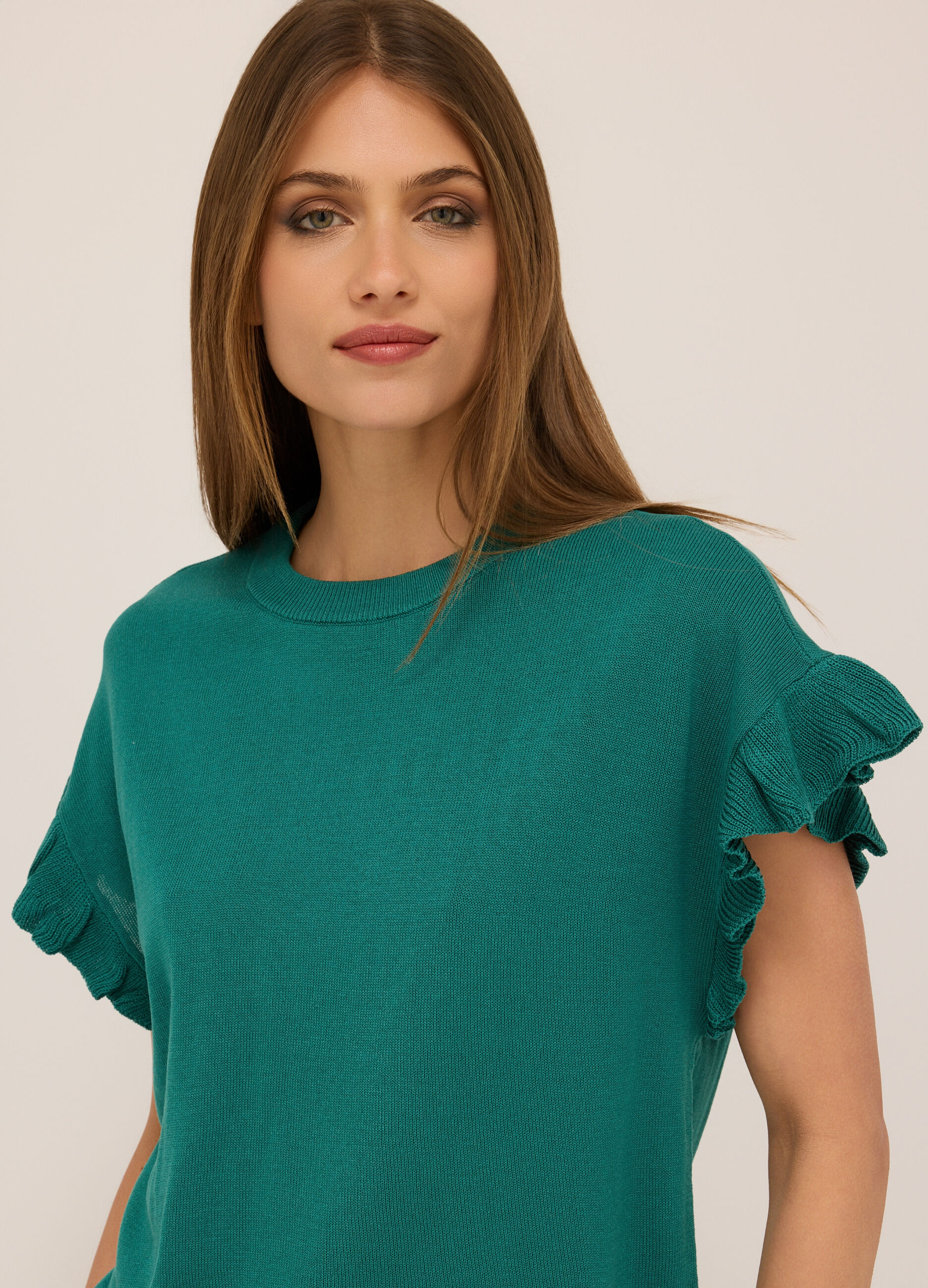 T-shirt tricot con rouches donna_2