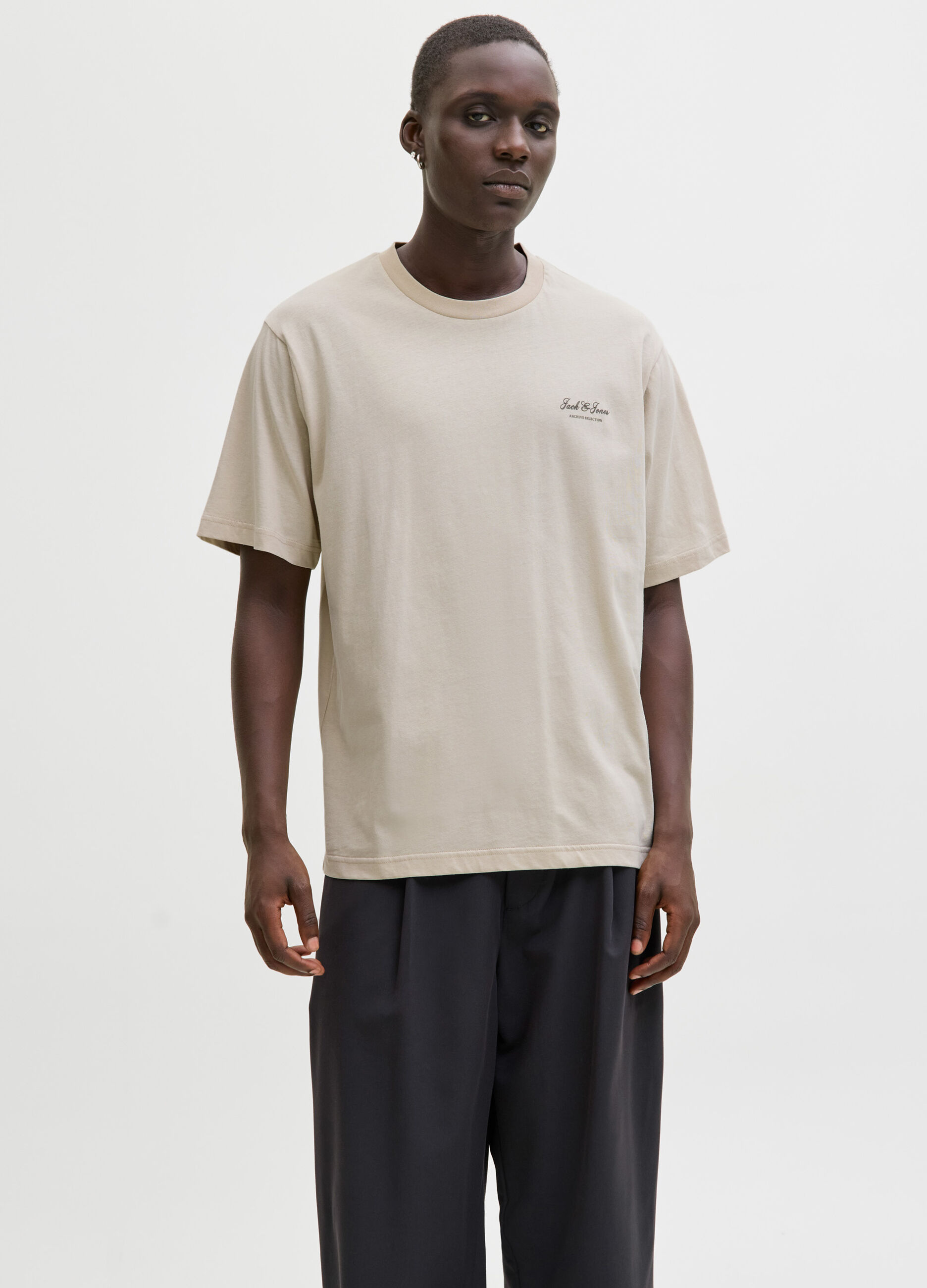 T-shirt loose fit con scritta uomo_0