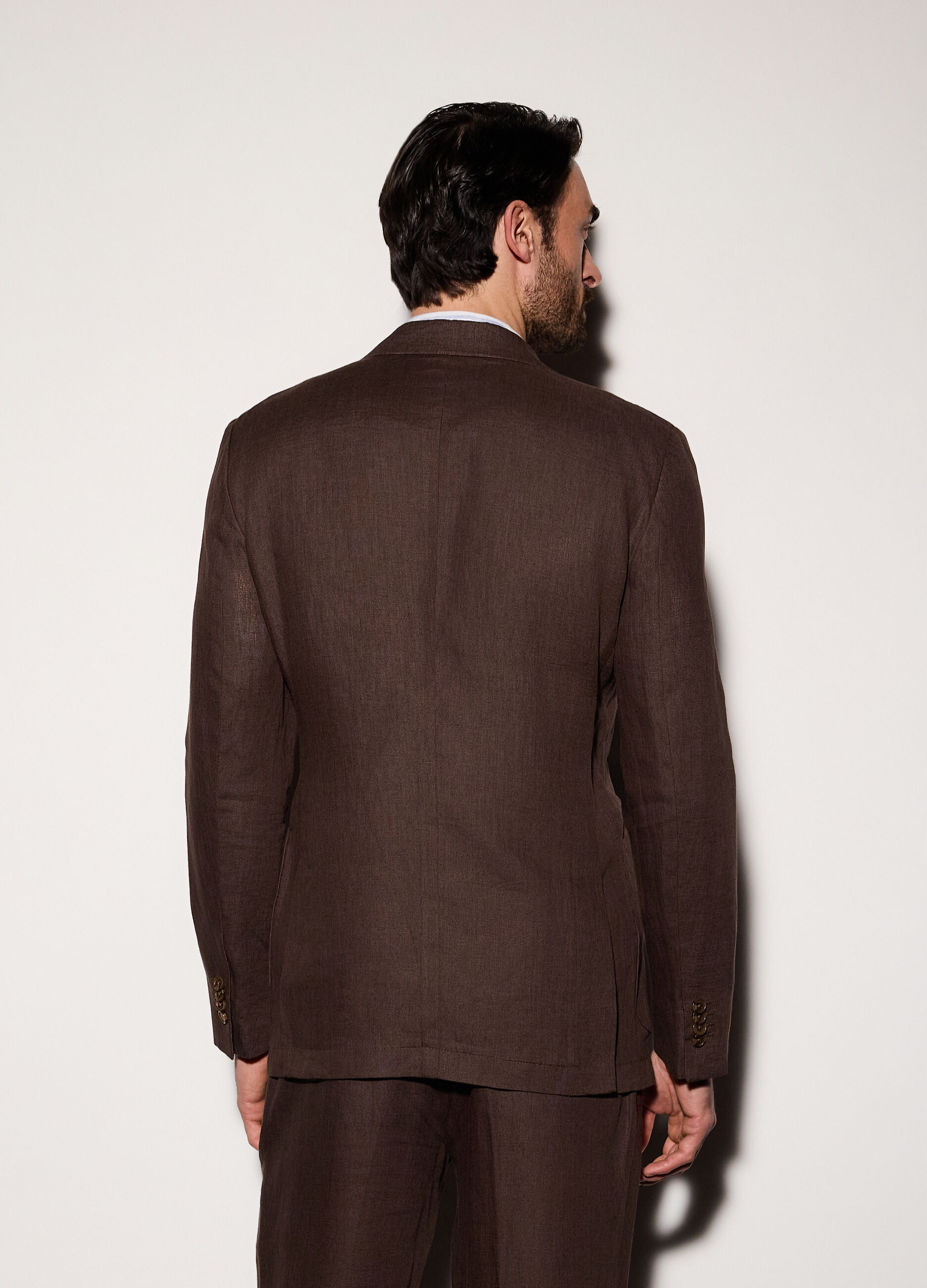 Blazer regular fit in lino uomo_1