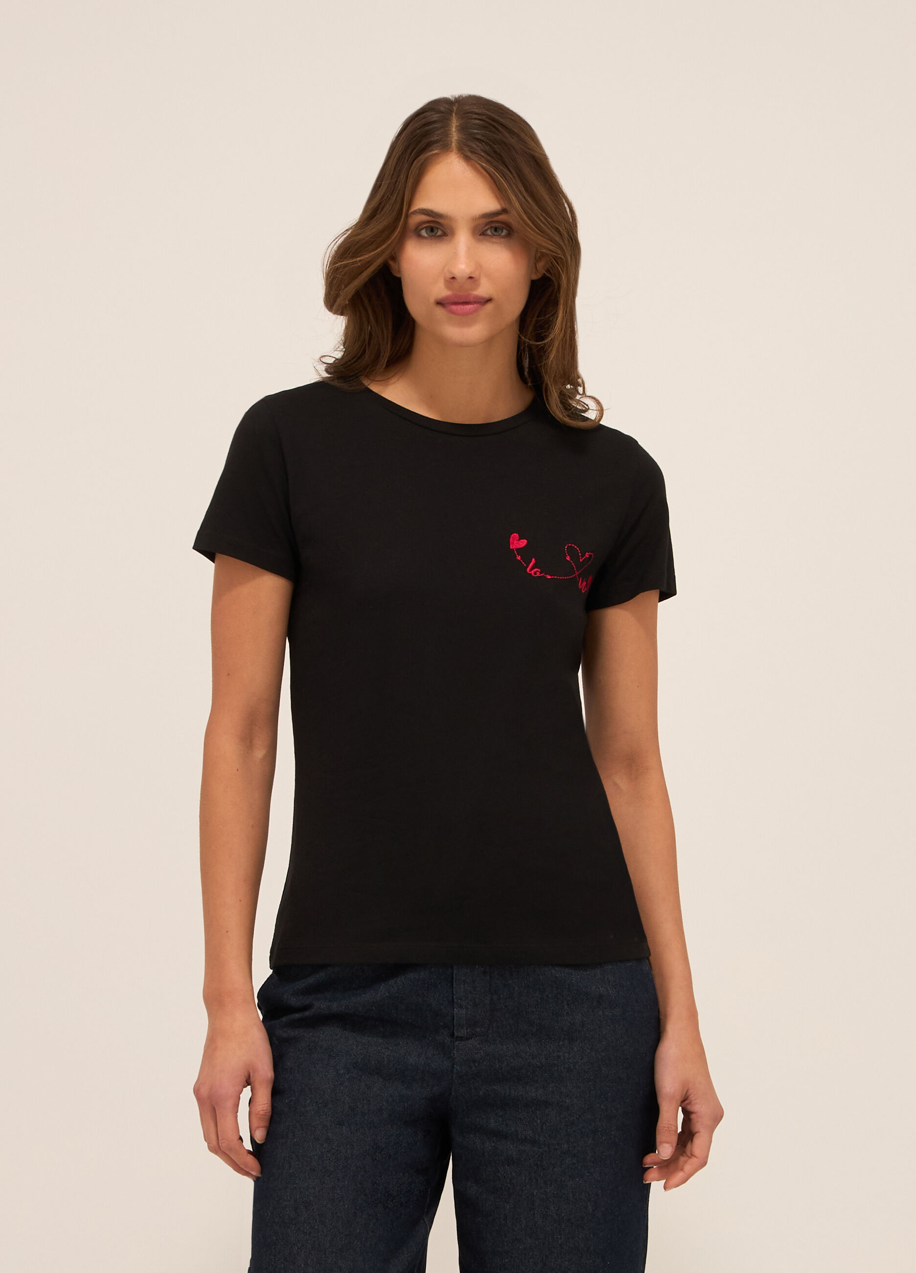 T-shirt in jersey di puro cotone donna_0
