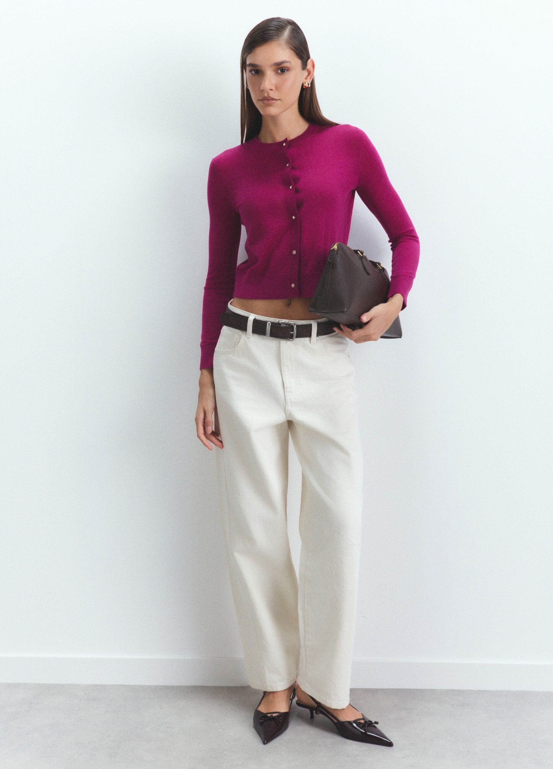 Cardigan girocollo rasato donna_0