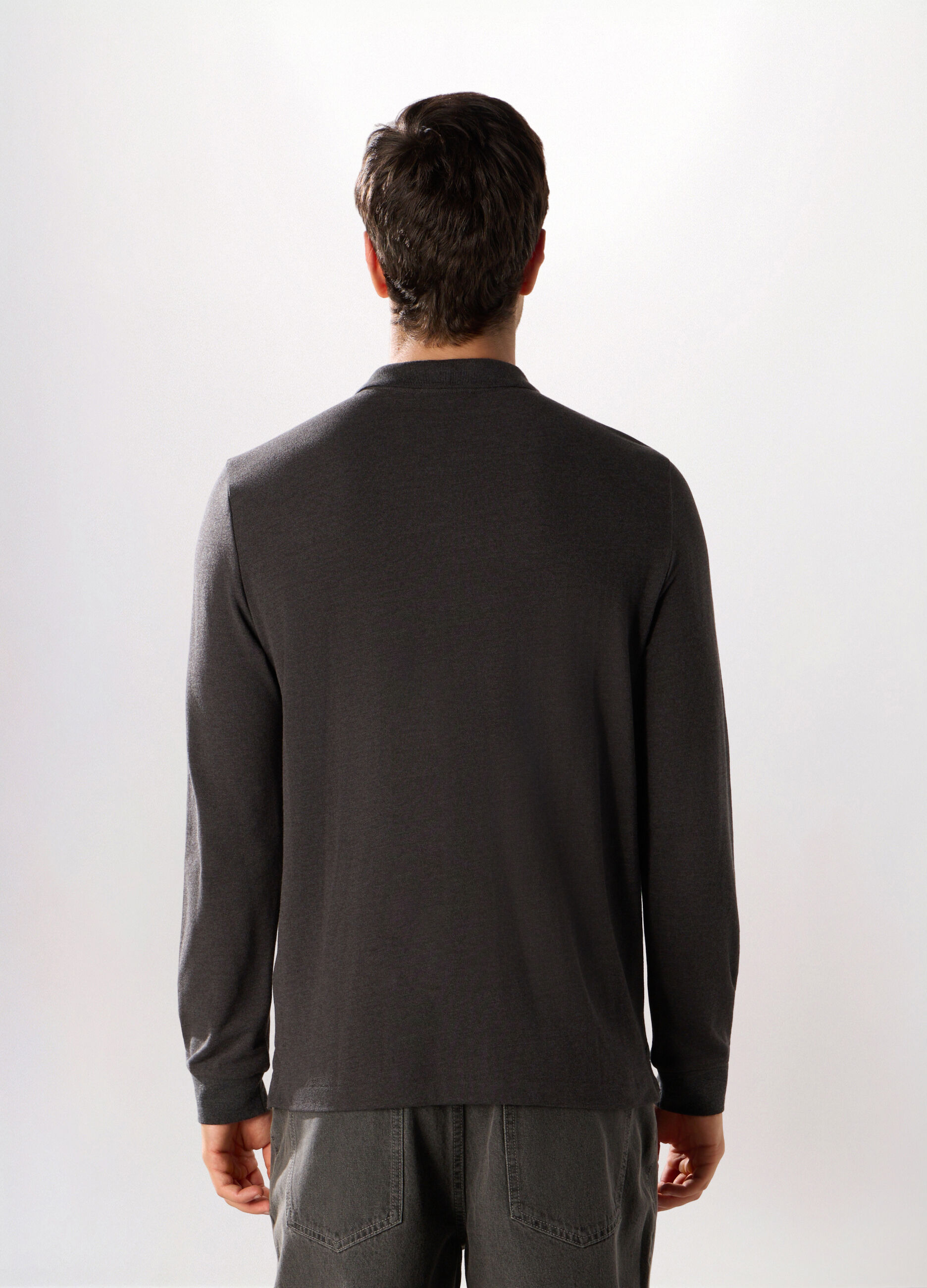Polo a maniche lunghe in cotone piquet uomo_1
