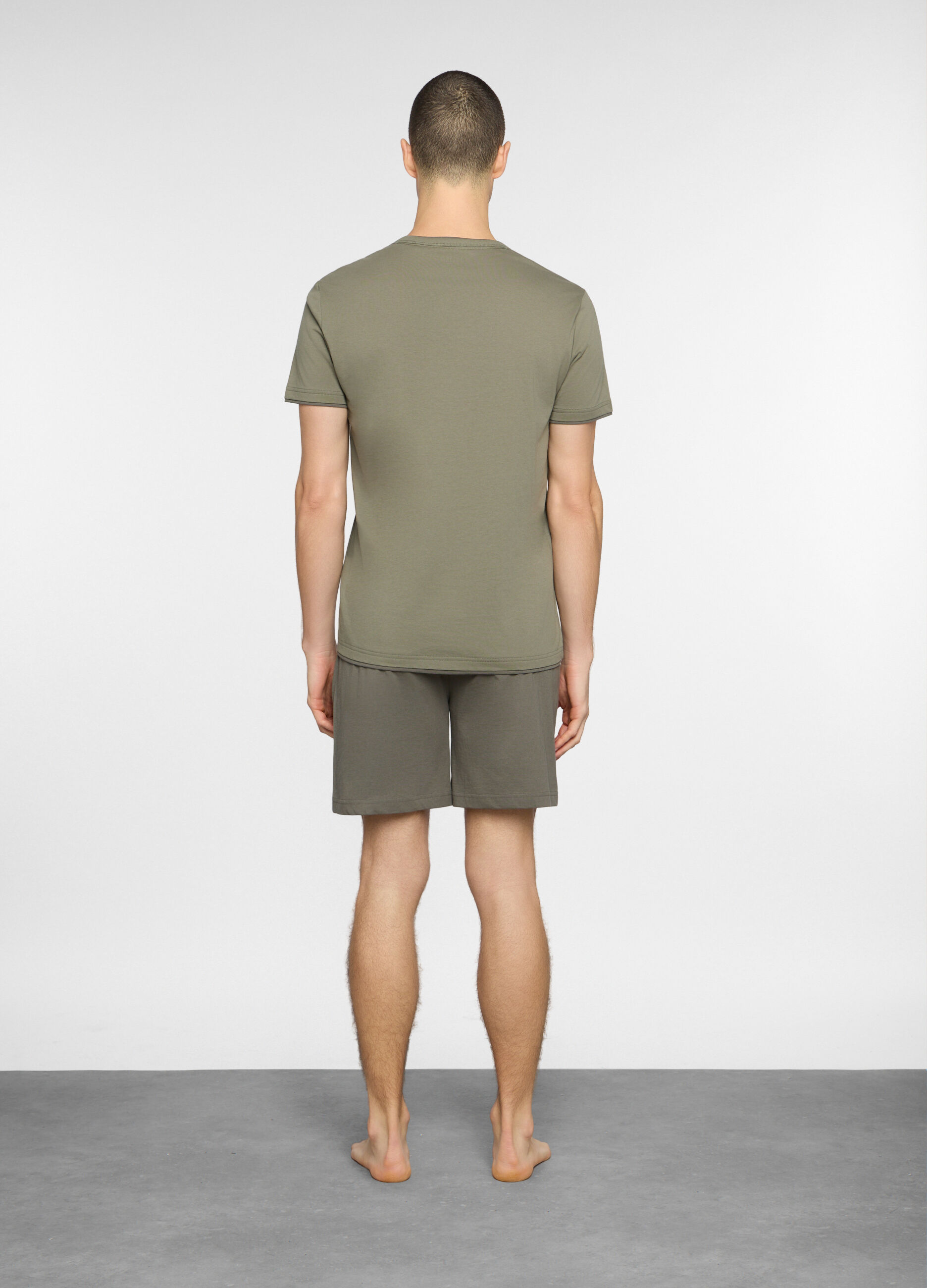 Pigiama corto bicolore in cotone uomo_1