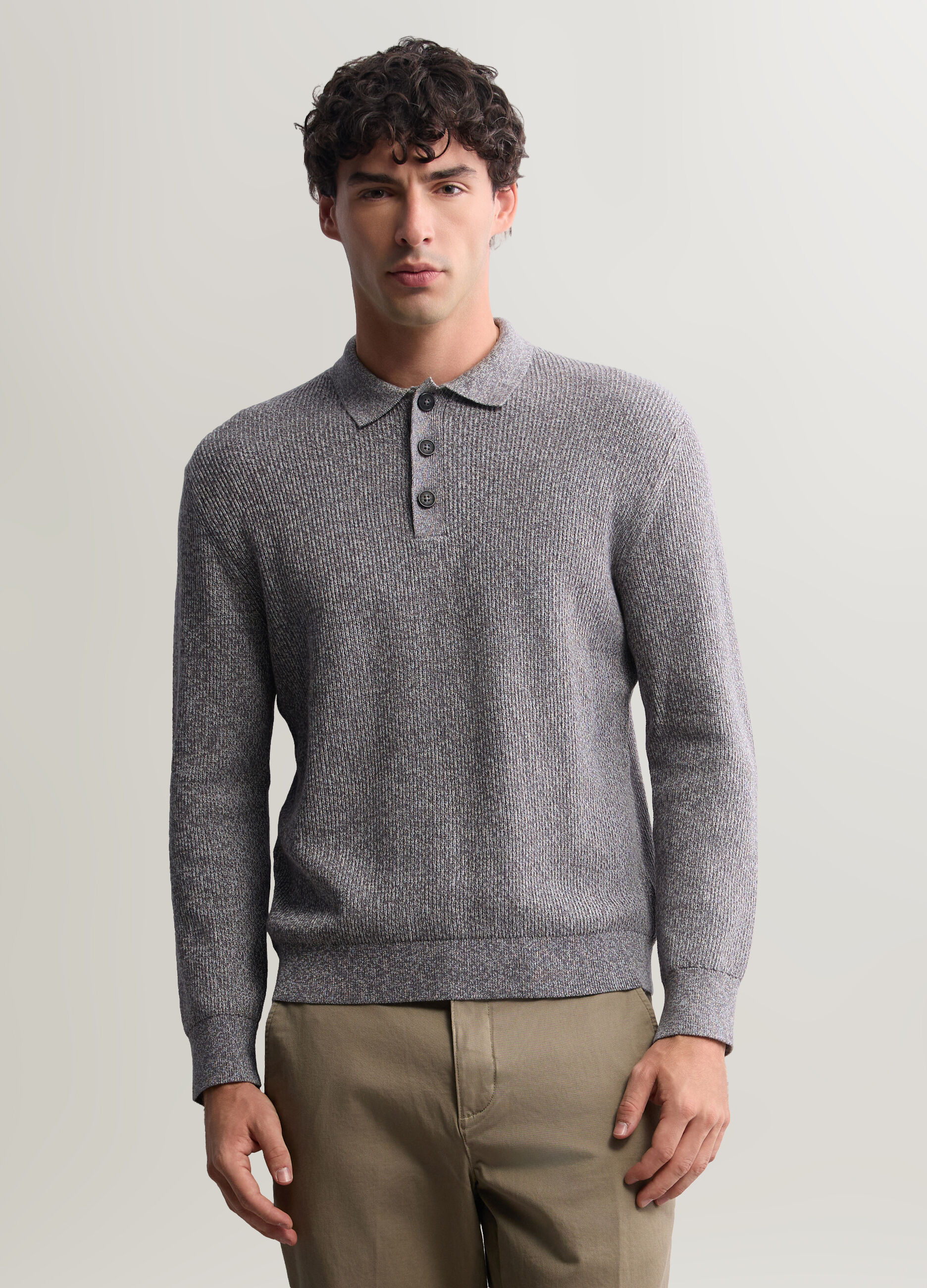 Polo a maniche lunghe in maglia inglese uomo_0