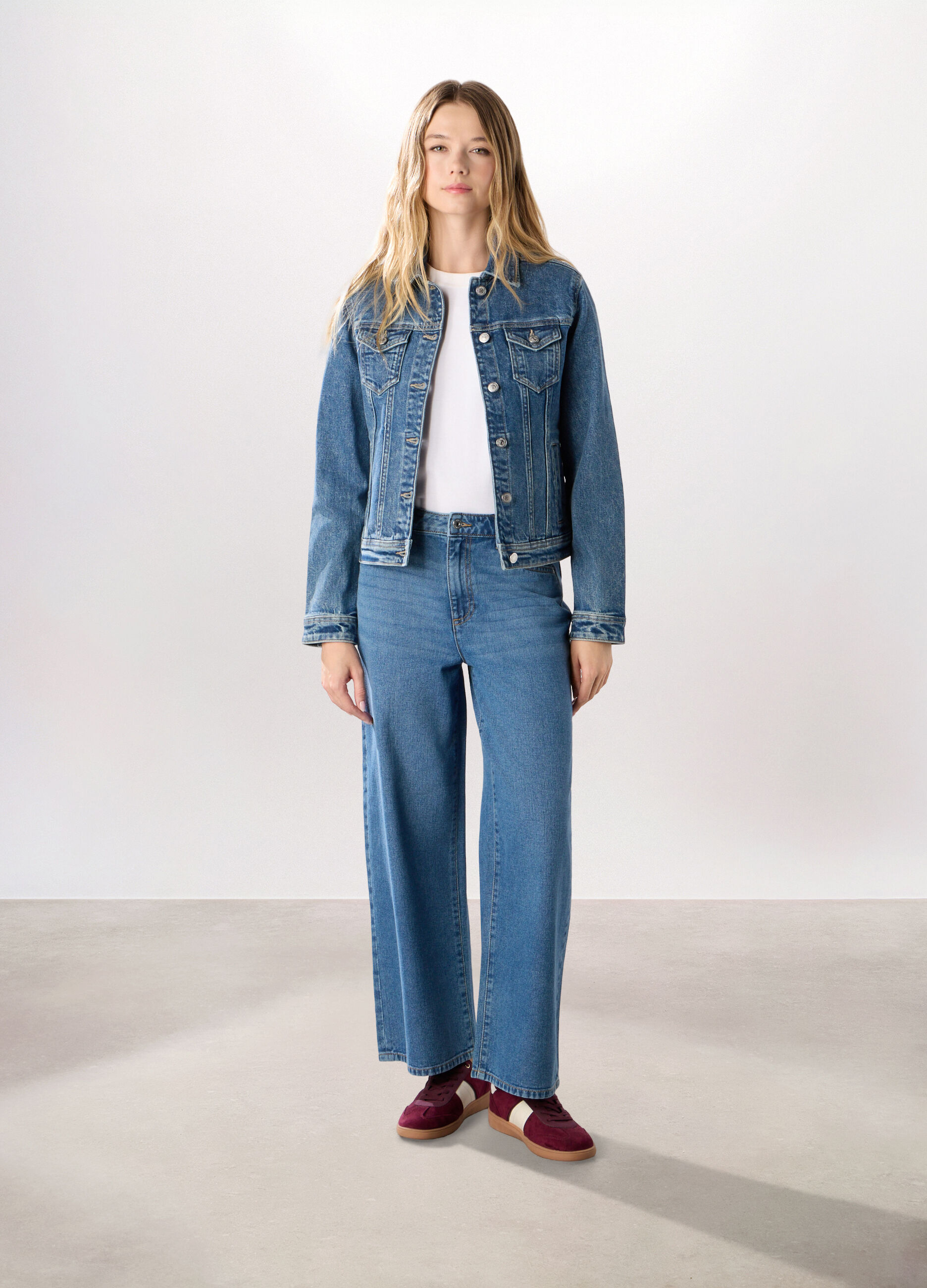 Giacca in denim di puro cotone donna_0