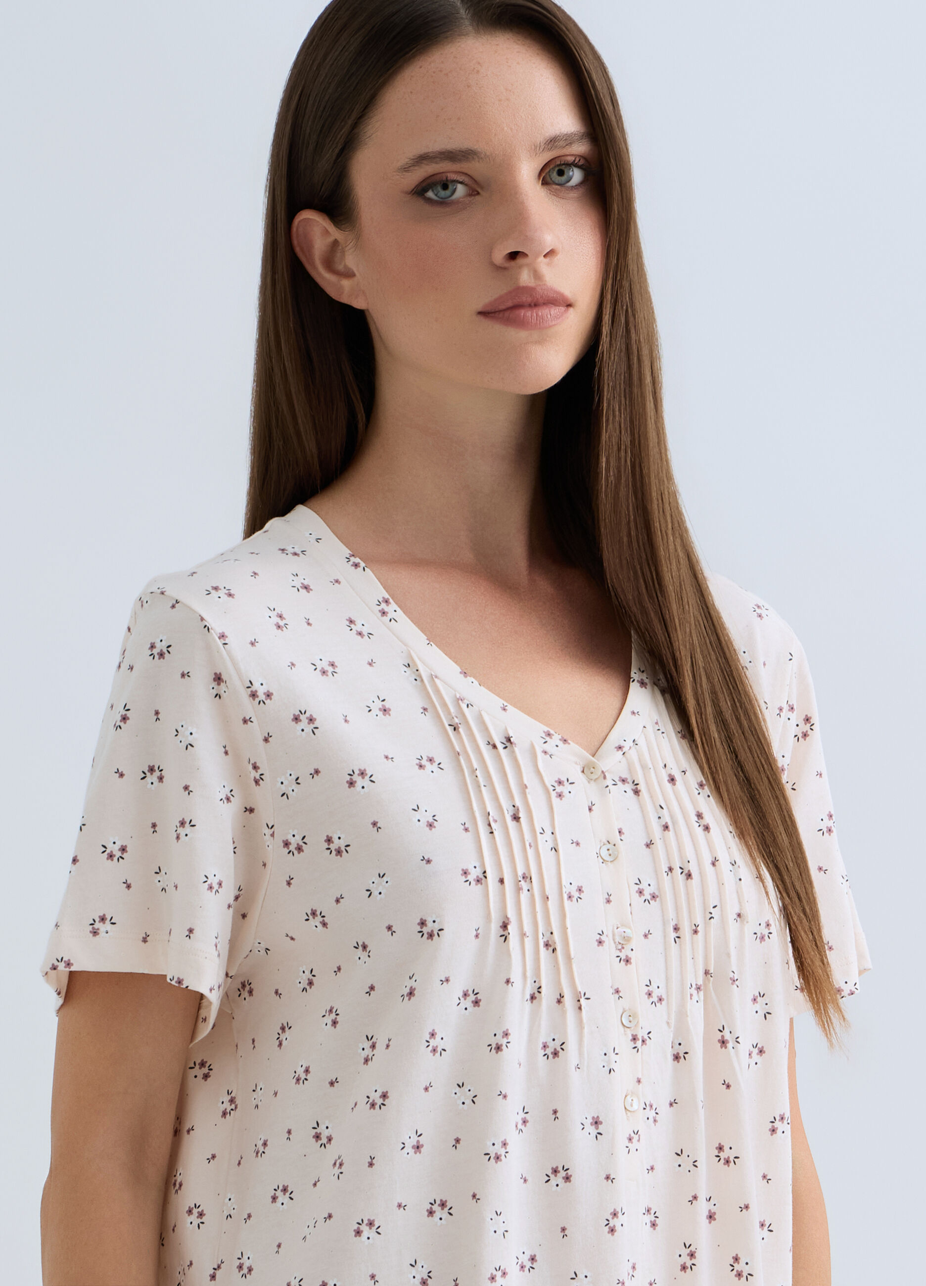 Camicia da notte corta con scollo a V donna_2