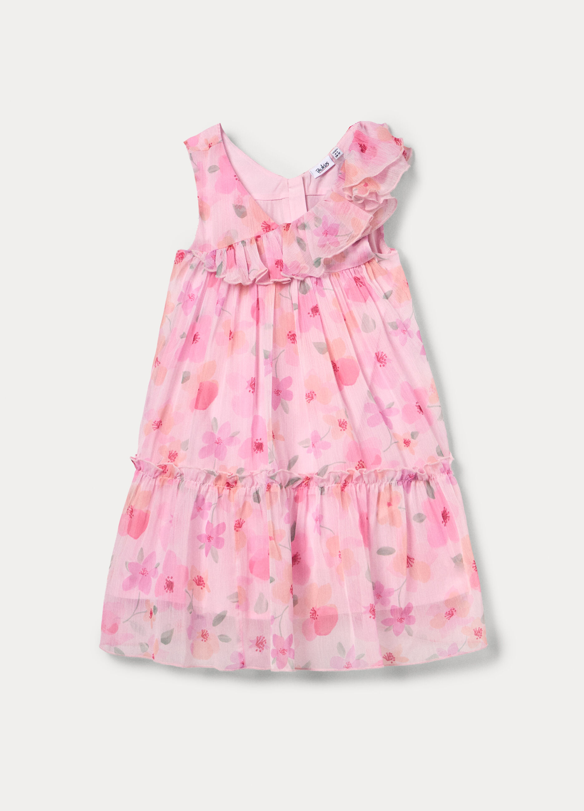 Vestito in chiffon a balze bambina_0