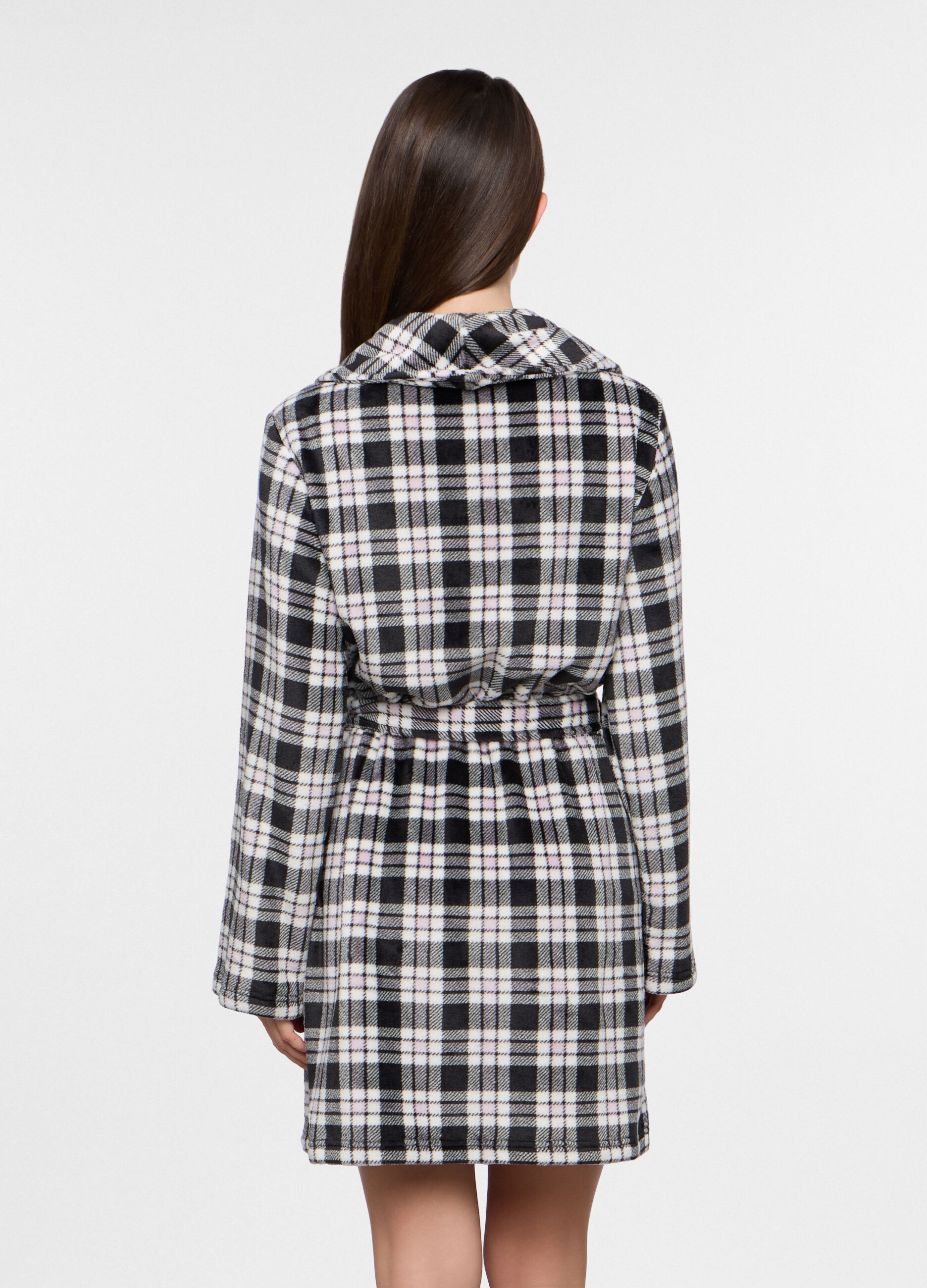 Vestaglia in coral fleece con stampa donna_1