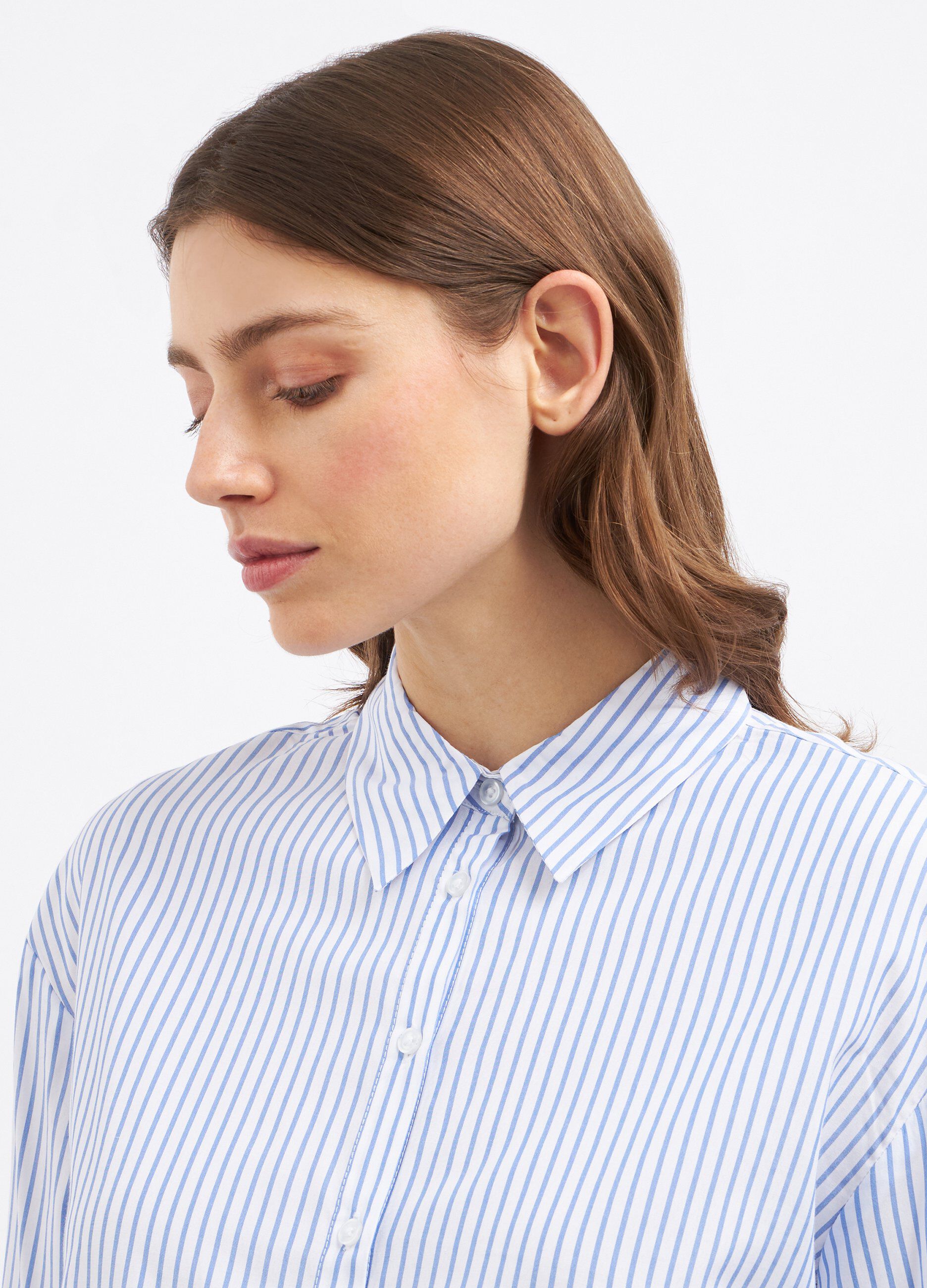 Camicia rigata in misto viscosa donna_2