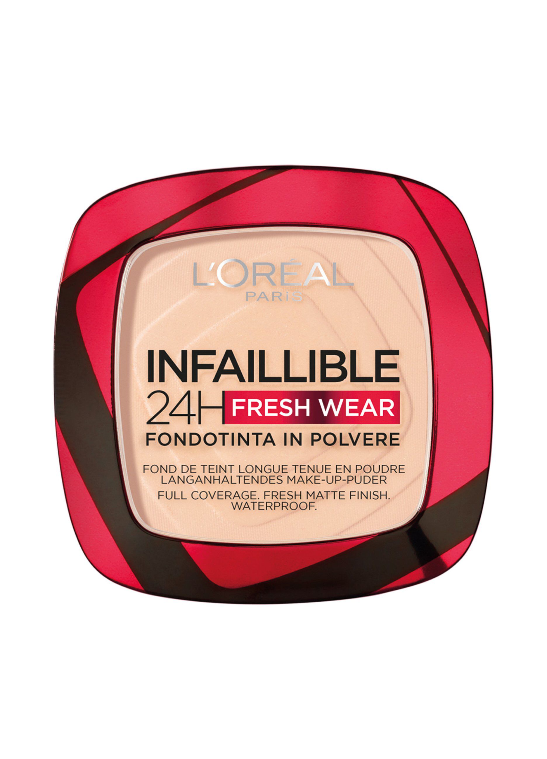 L'Oréal Paris Fondotinta compatto Infaillible 24H Fresh Wear, Formula in Polvere a Lunga Tenuta, Mask-Friendly, Low-Transfer e Waterproof, Copre come un fondotinta e opacizza come una polvere, 180 Sable Rosé/Rose Sand._0