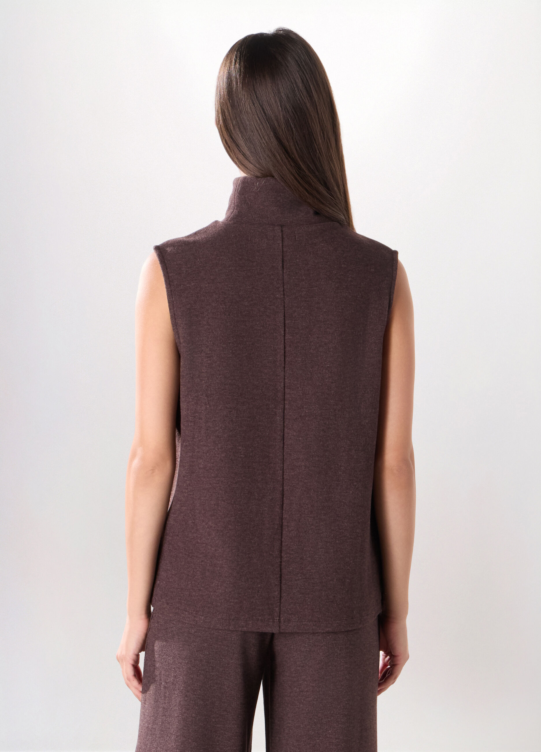 Tricot smanicato misto viscosa donna_1