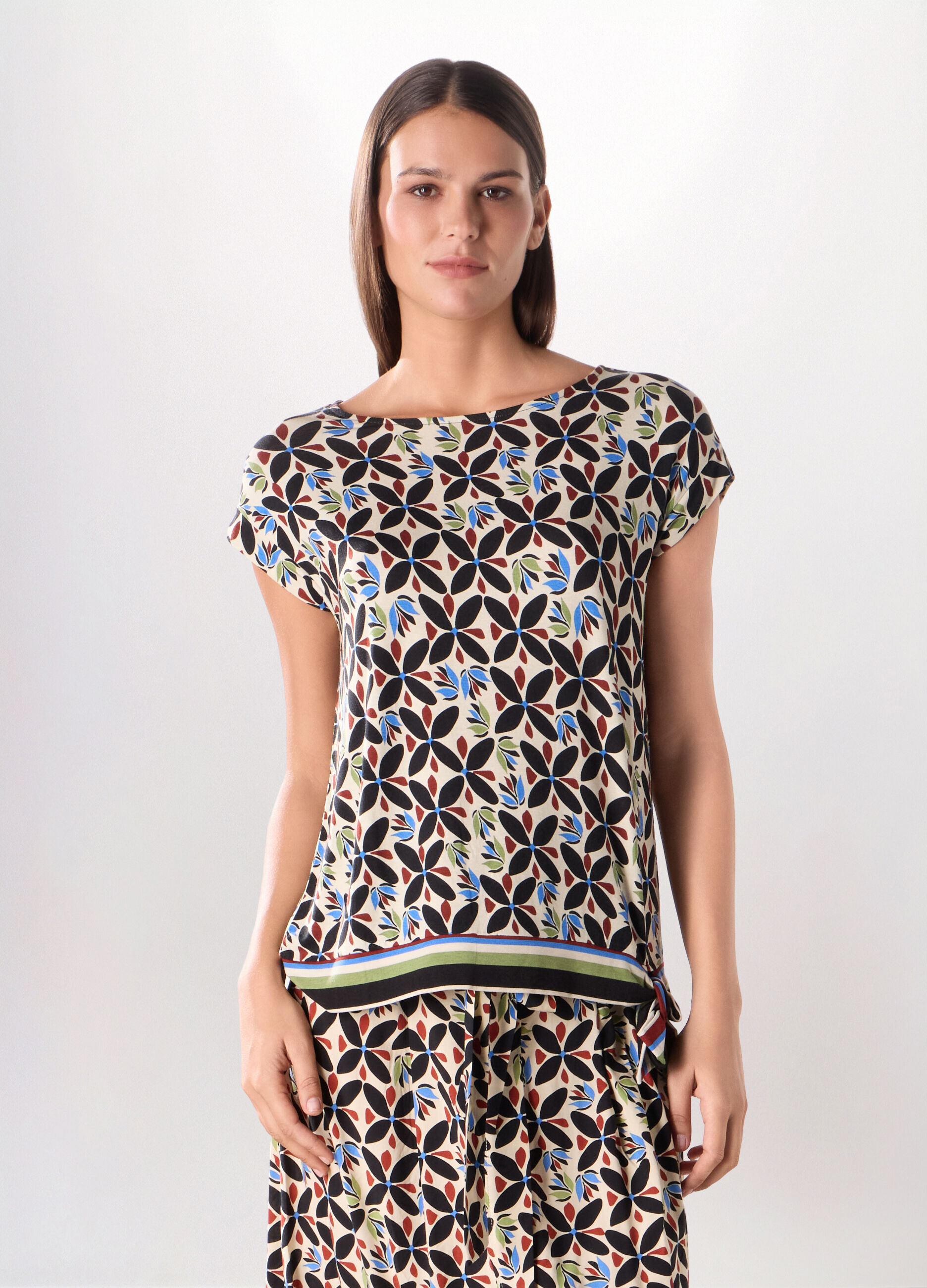 T-shirt in jersey di viscosa stretch donna_0