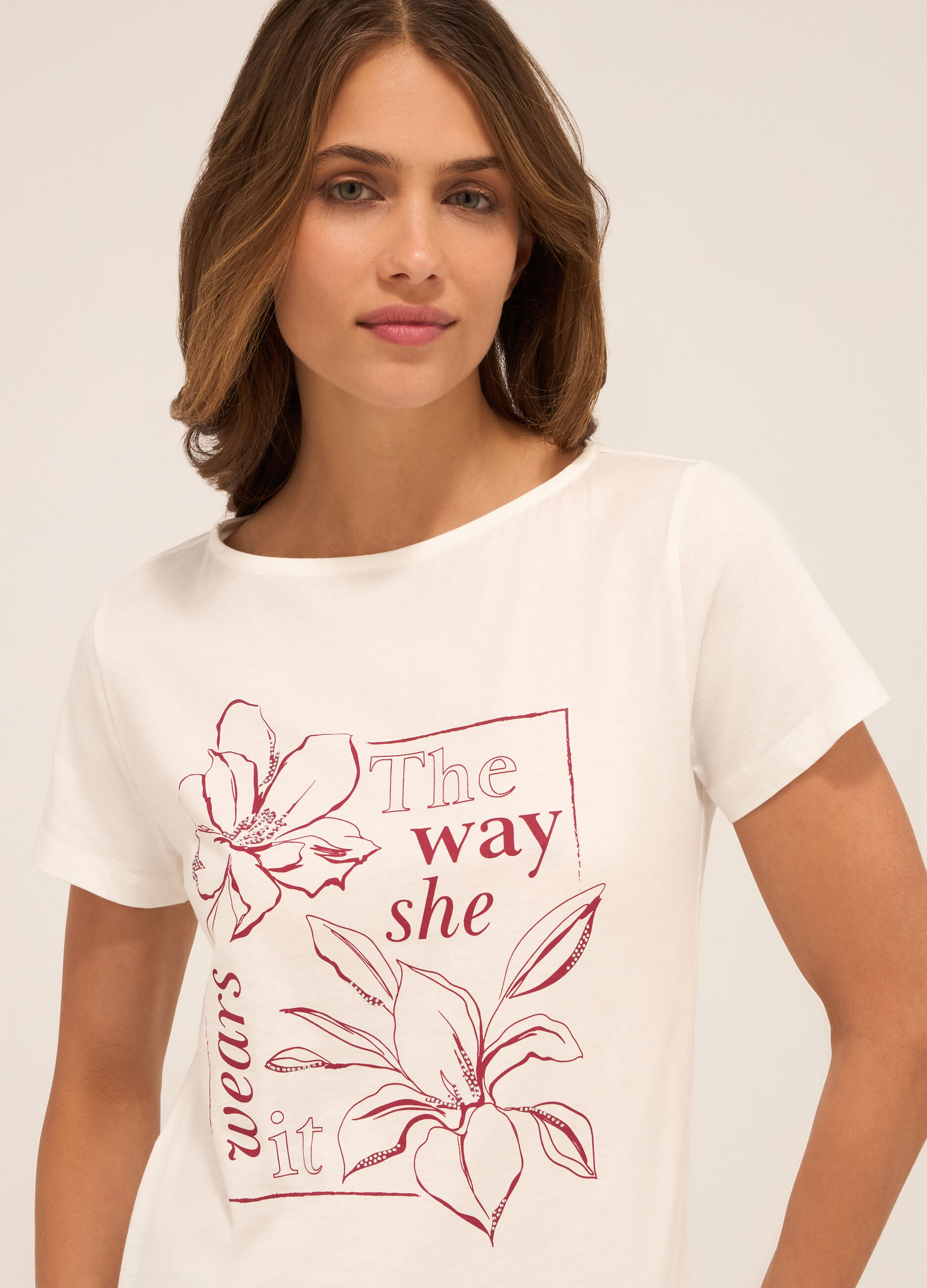 T-shirt in jersey di puro cotone donna_2