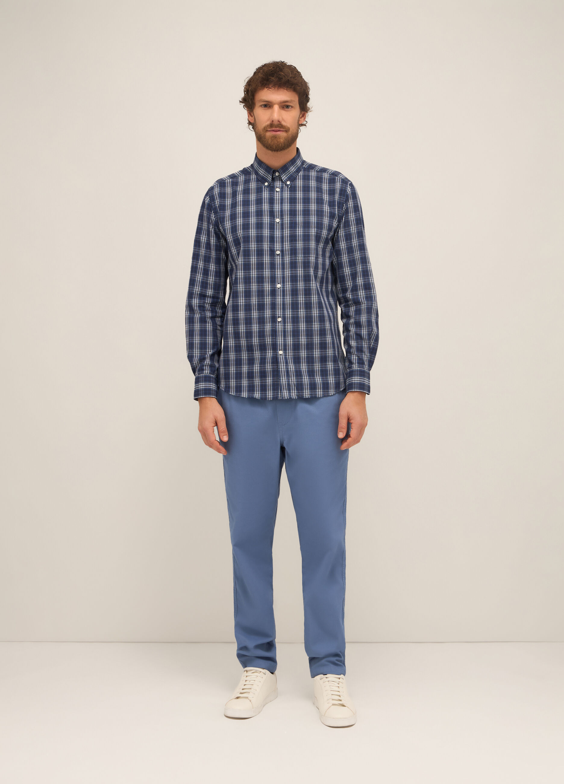 Pantaloni chino in twill di puro cotone uomo_0