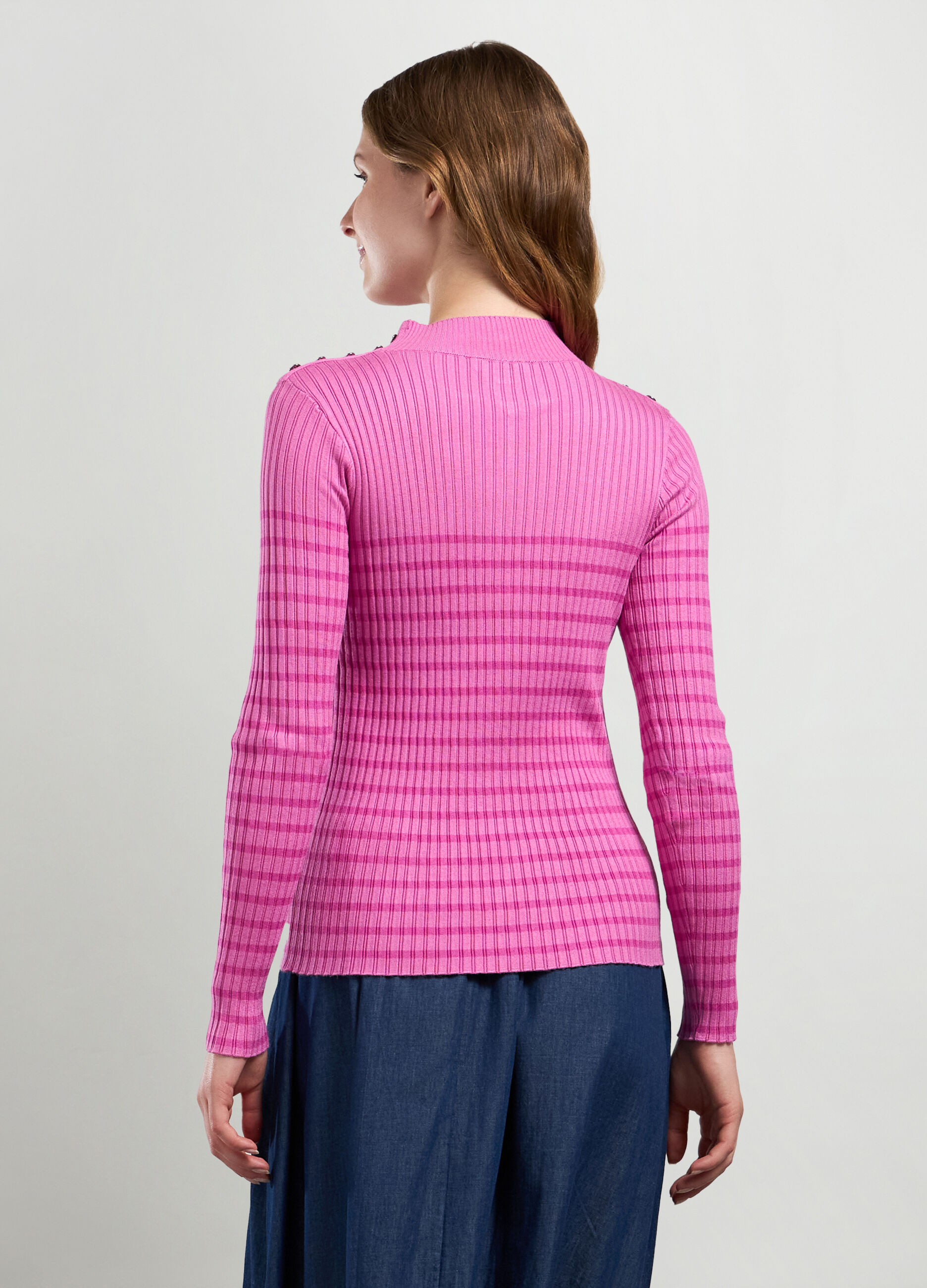 T-shirt in costina di misto viscosa _1