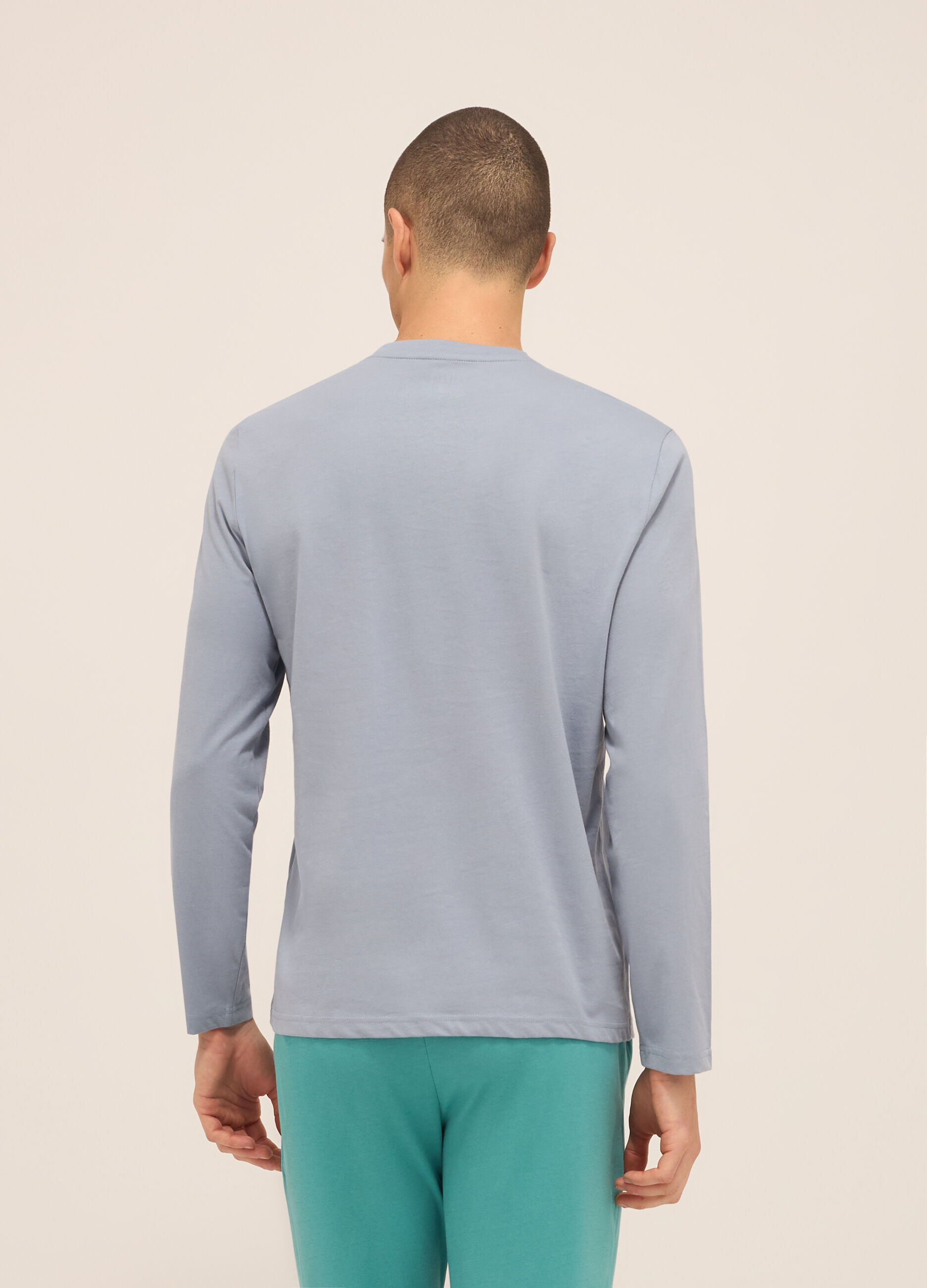Maglia del pigiama a serafino in puro cotone uomo_1