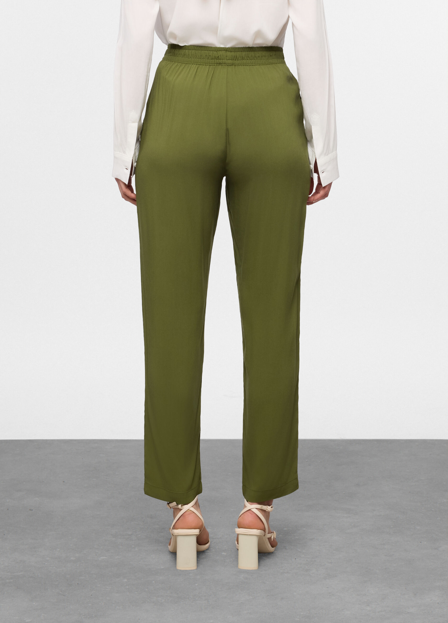Pantaloni relaxed fit in pura viscosa donna_1