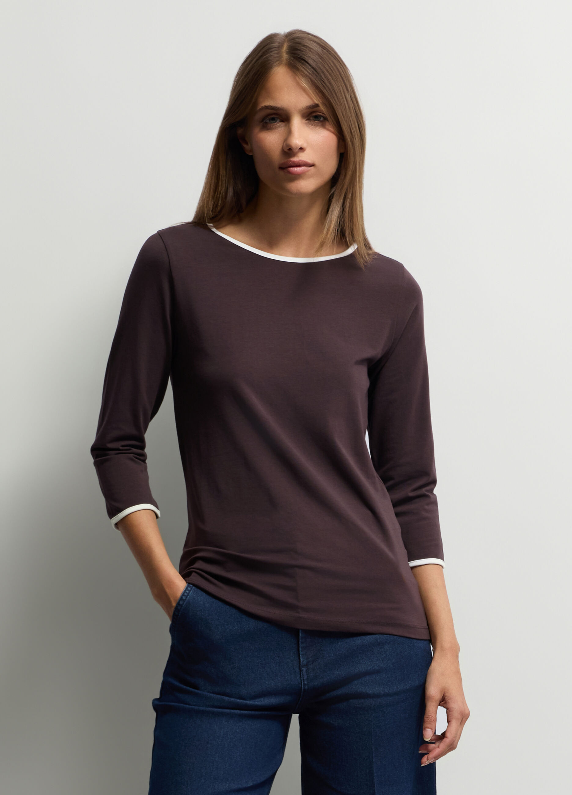 T-shirt girocollo stretch donna_0