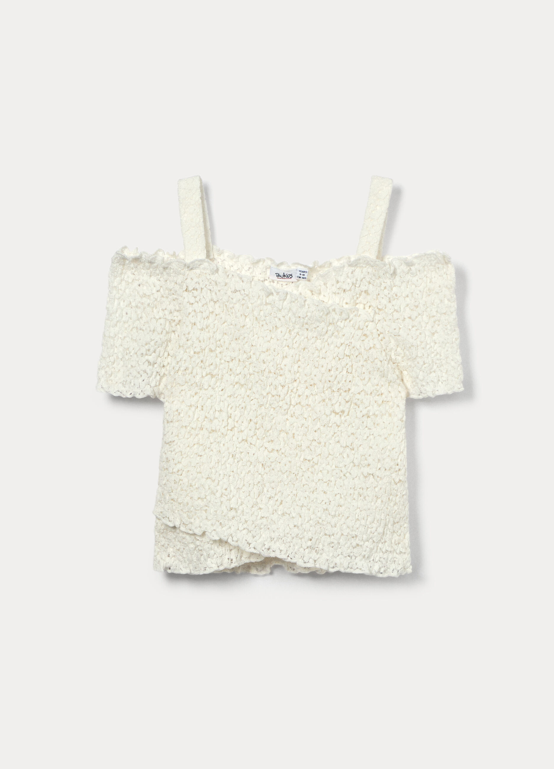 T-shirt in pizzo misto cotone ragazza_0