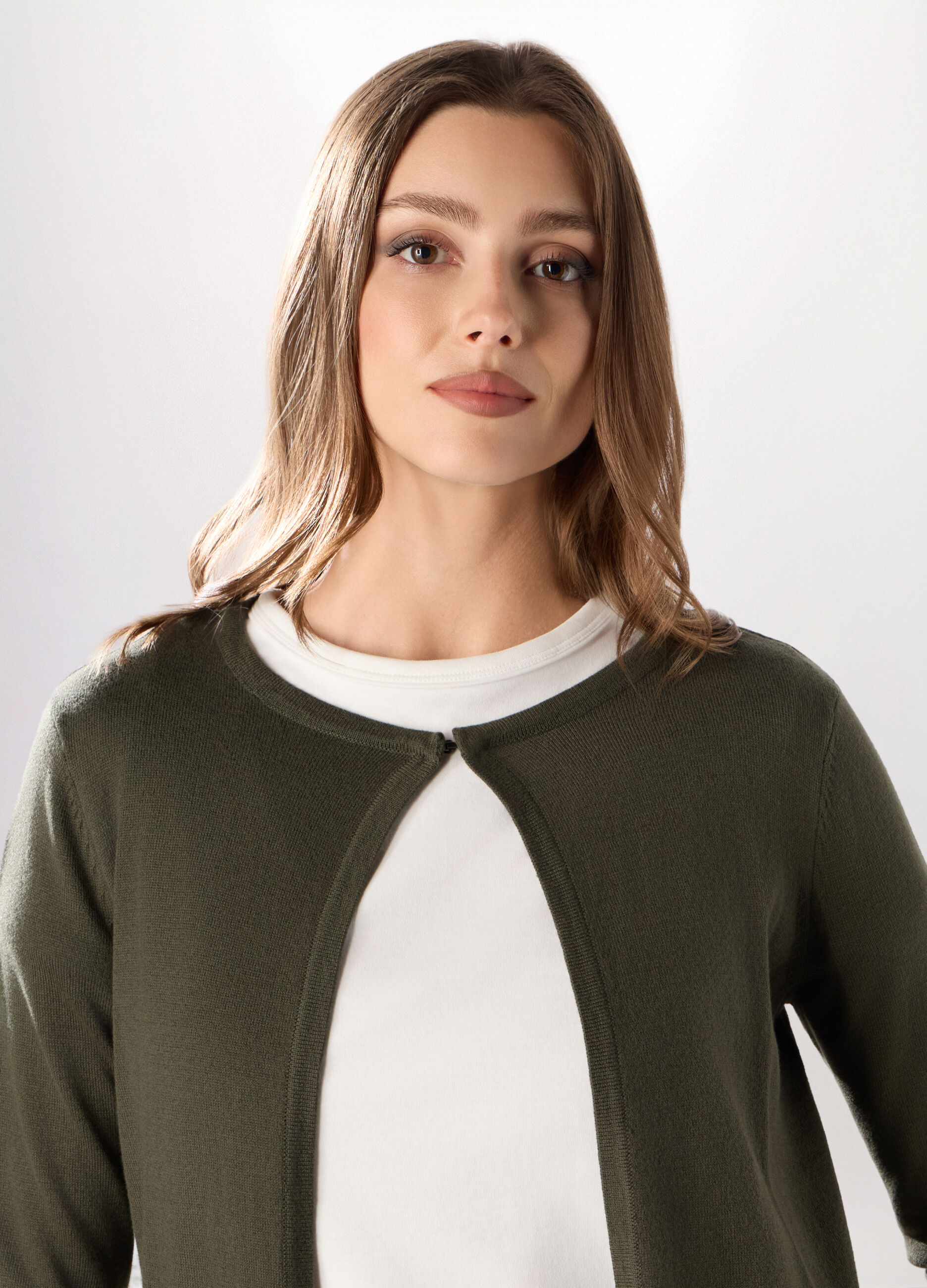 Cardigan tricot misto cotone donna_2