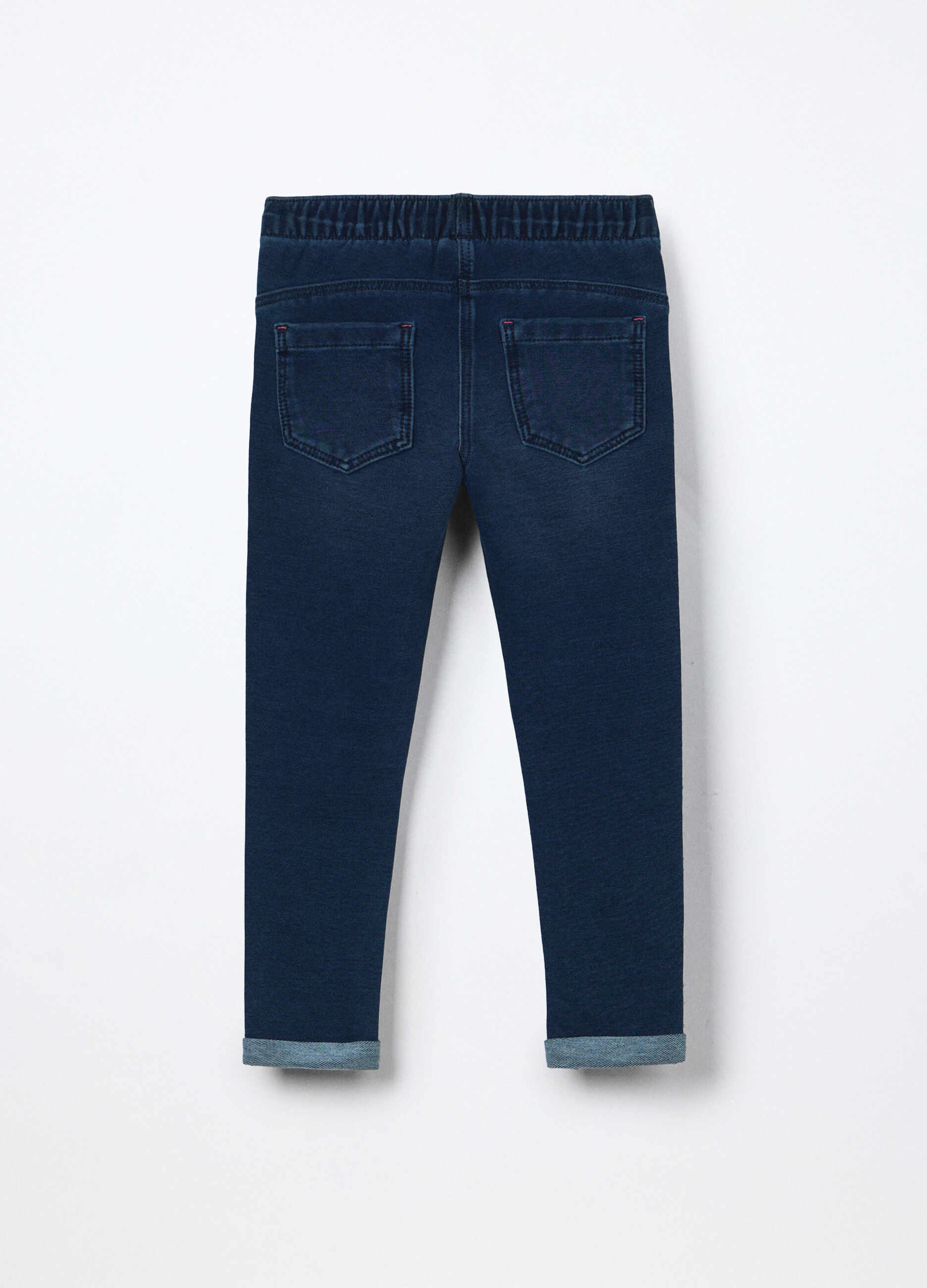 Jeggings in french terry denim misto cotone bambina_1
