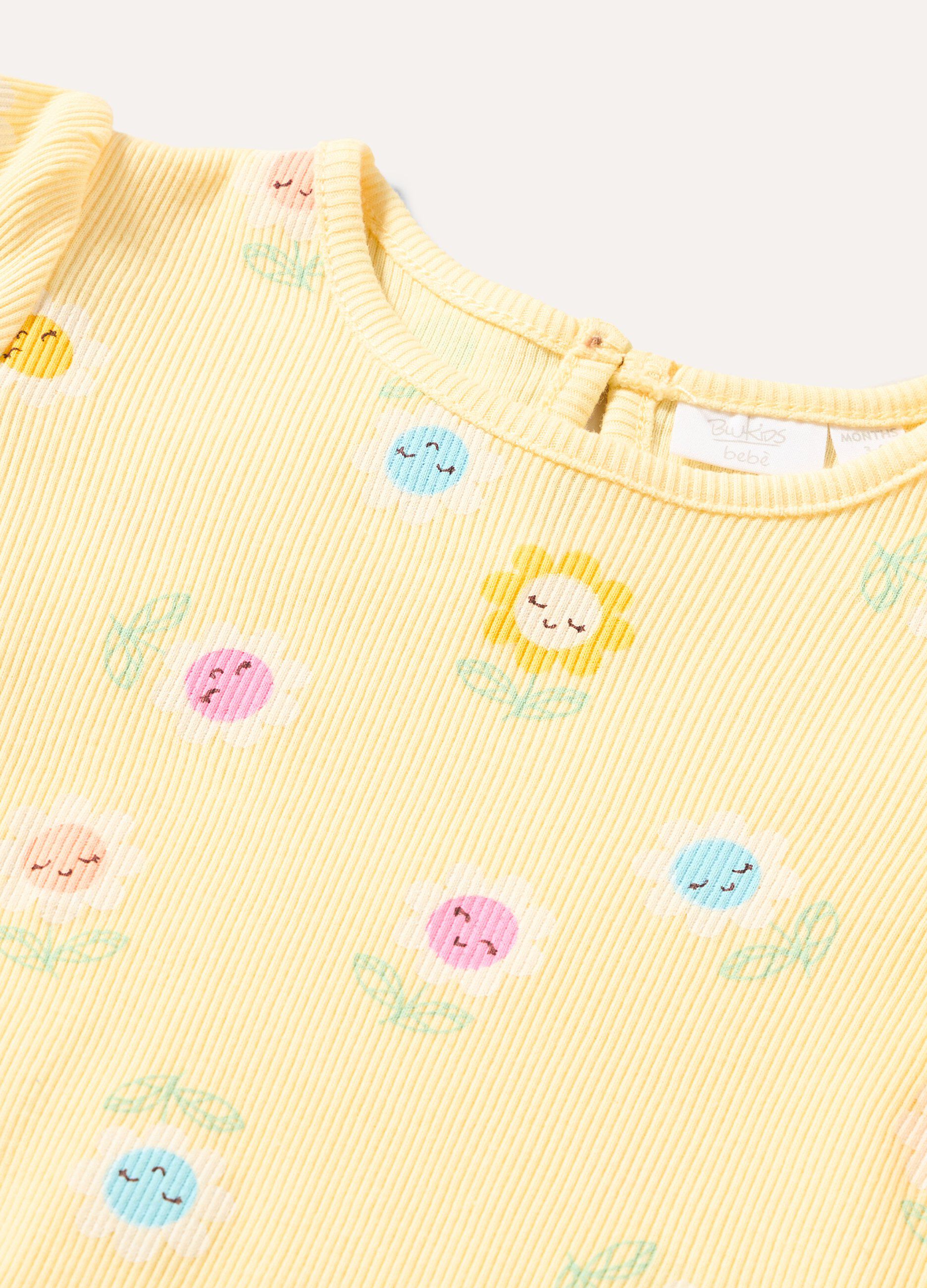 T-shirt in costina di puro cotone neonata_1