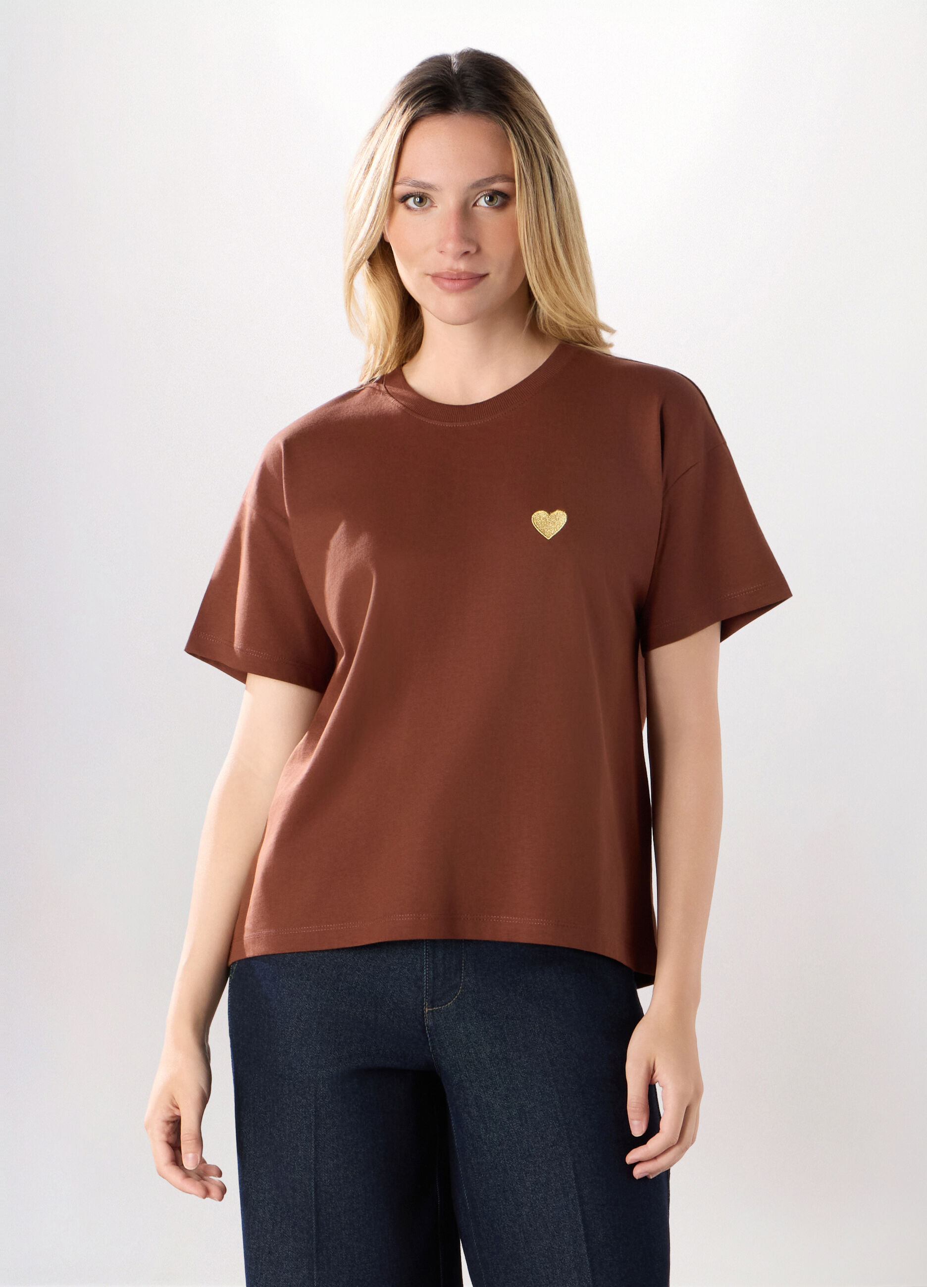 T-shirt in jersey di puro cotone donna_0