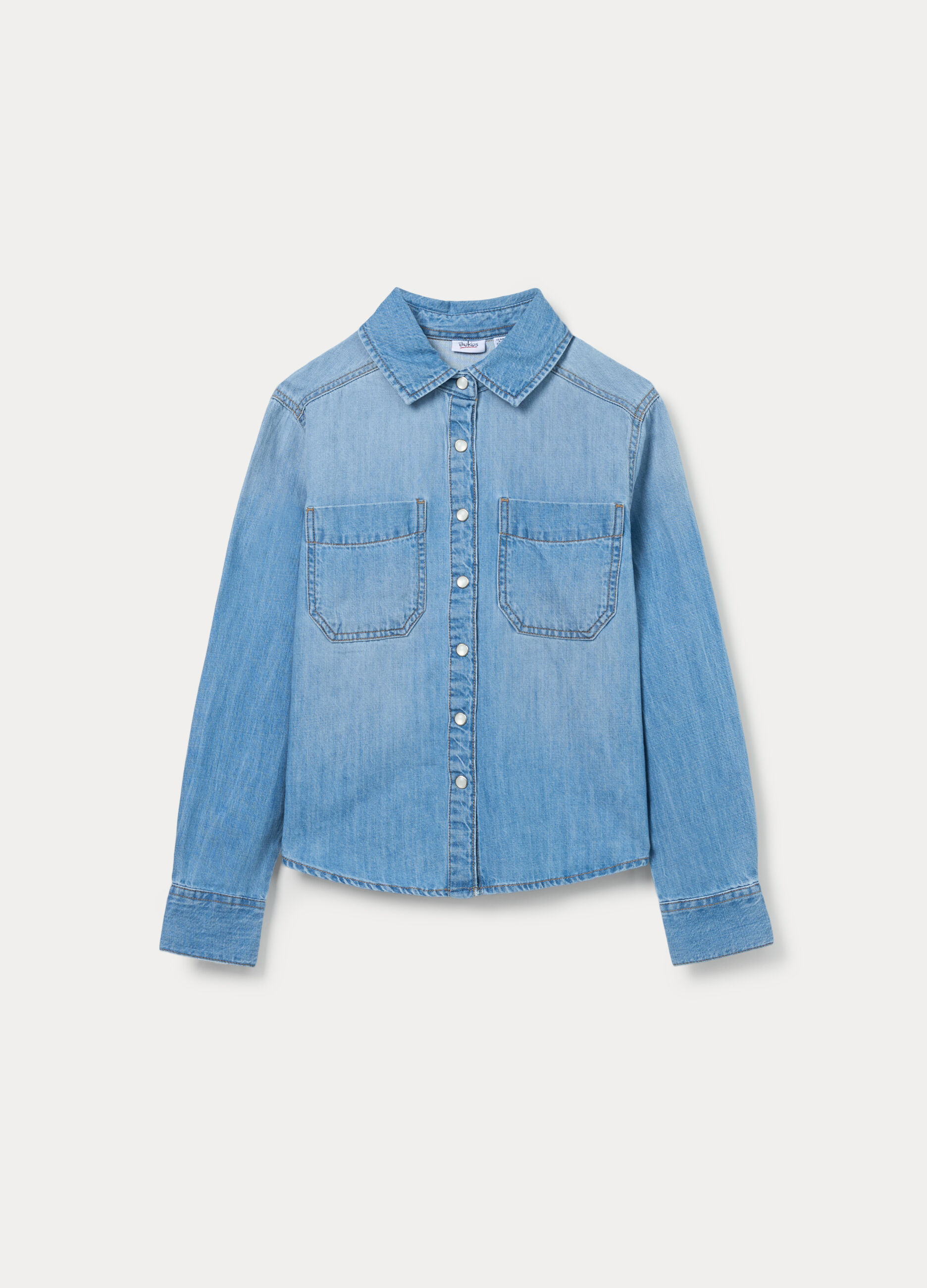 Camicia in denim di puro cotone ragazza_0