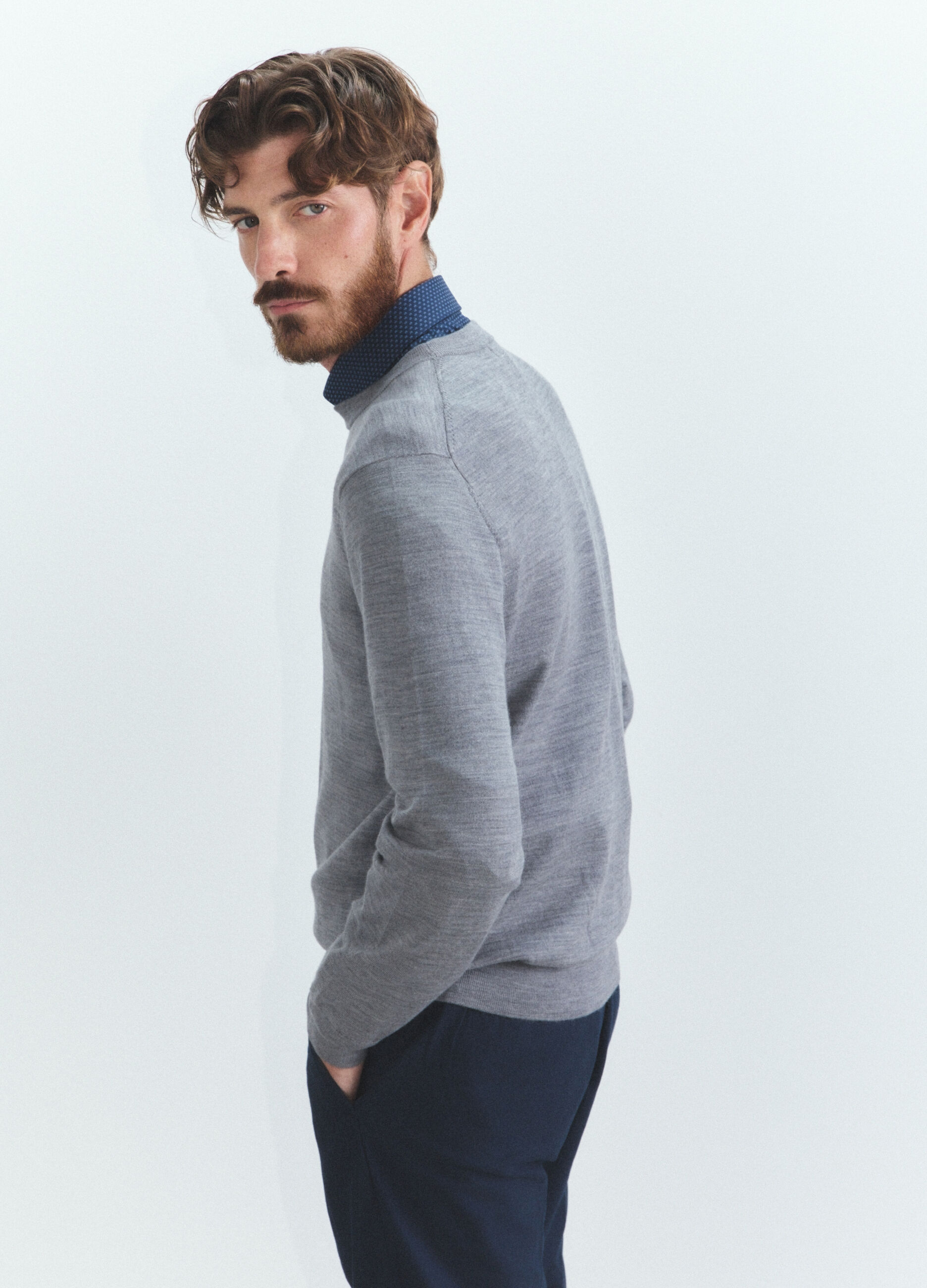 Maglione girocollo in lana merino m&eacute;lange uomo_2