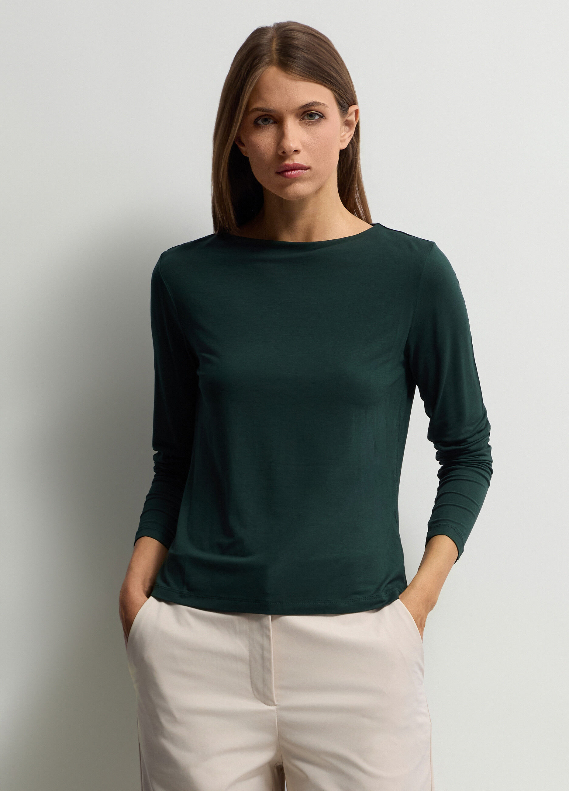 T-shirt girocollo stretch donna_0