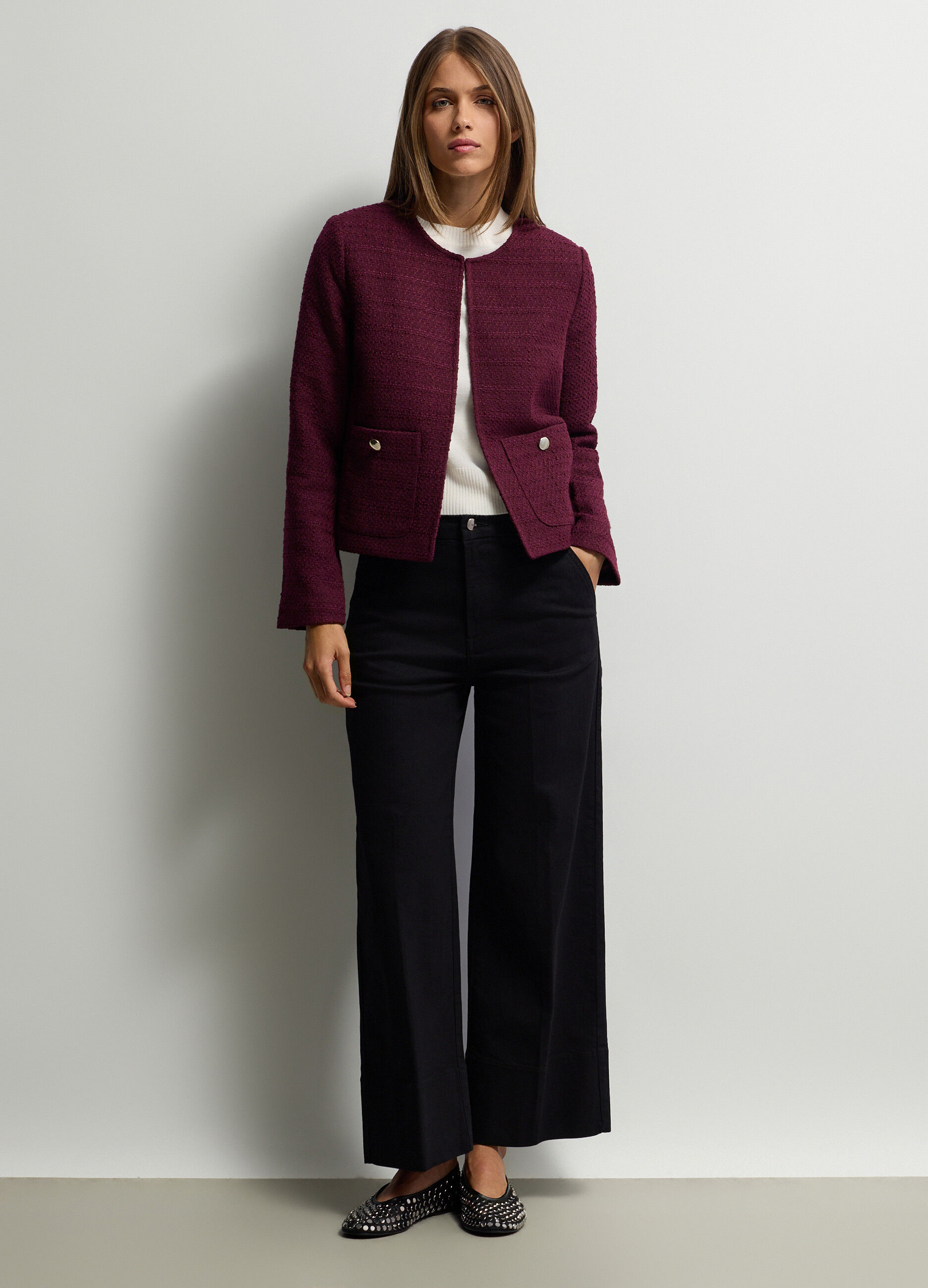 Giacca girocollo boucl&eacute; donna_0