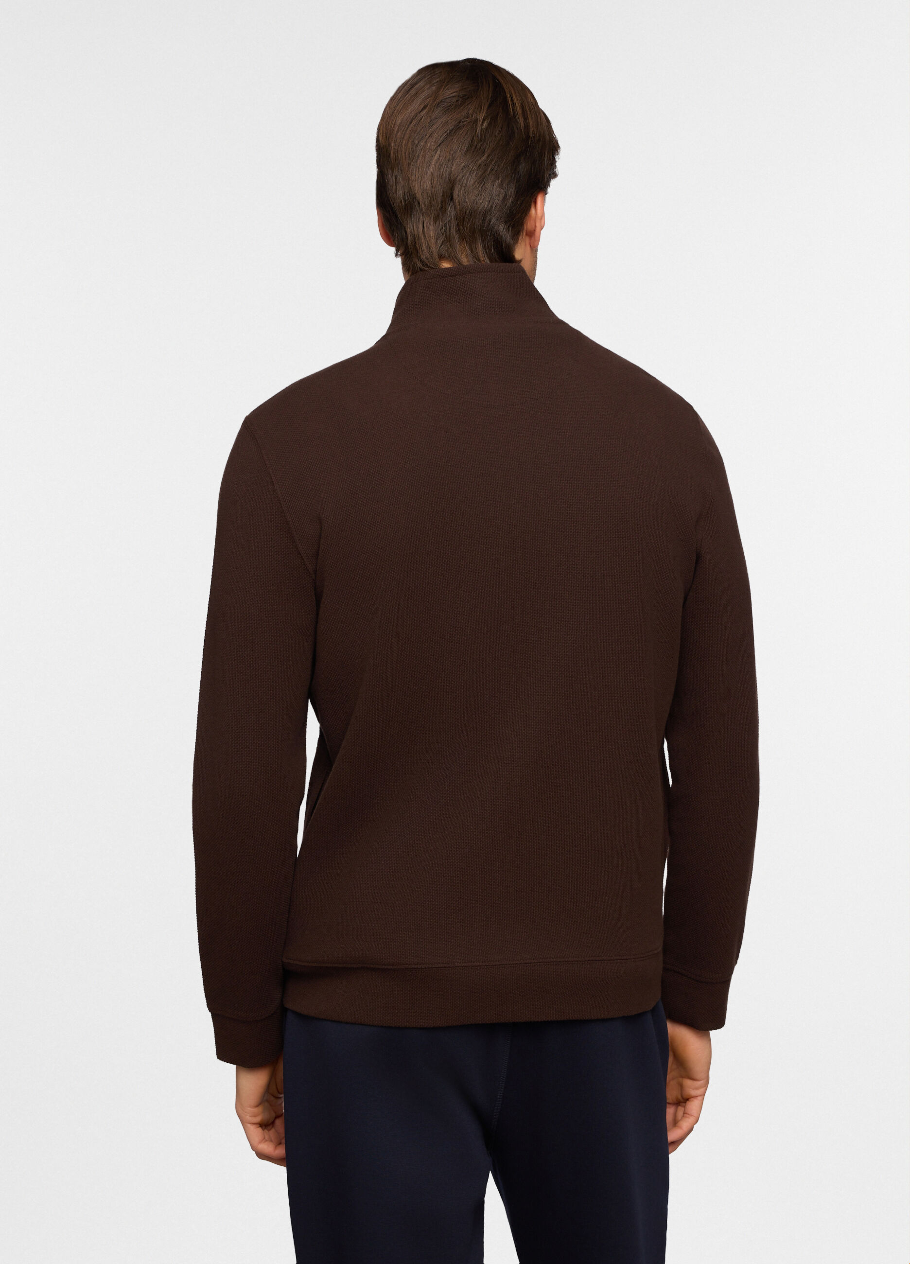 Felpa con zip in maglia di cotone uomo_1