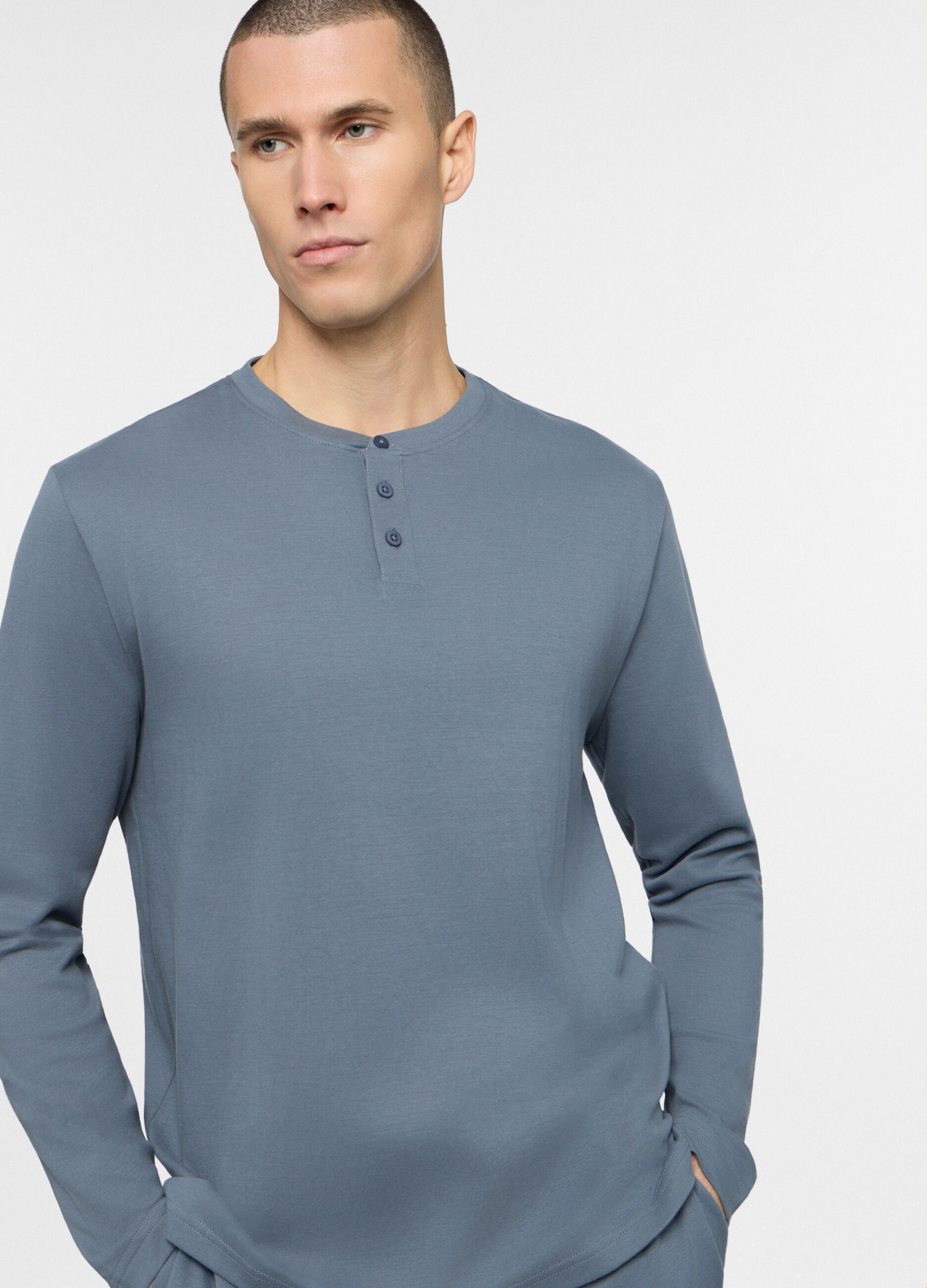 Maglia del pigiama a serafino in cotone uomo_2