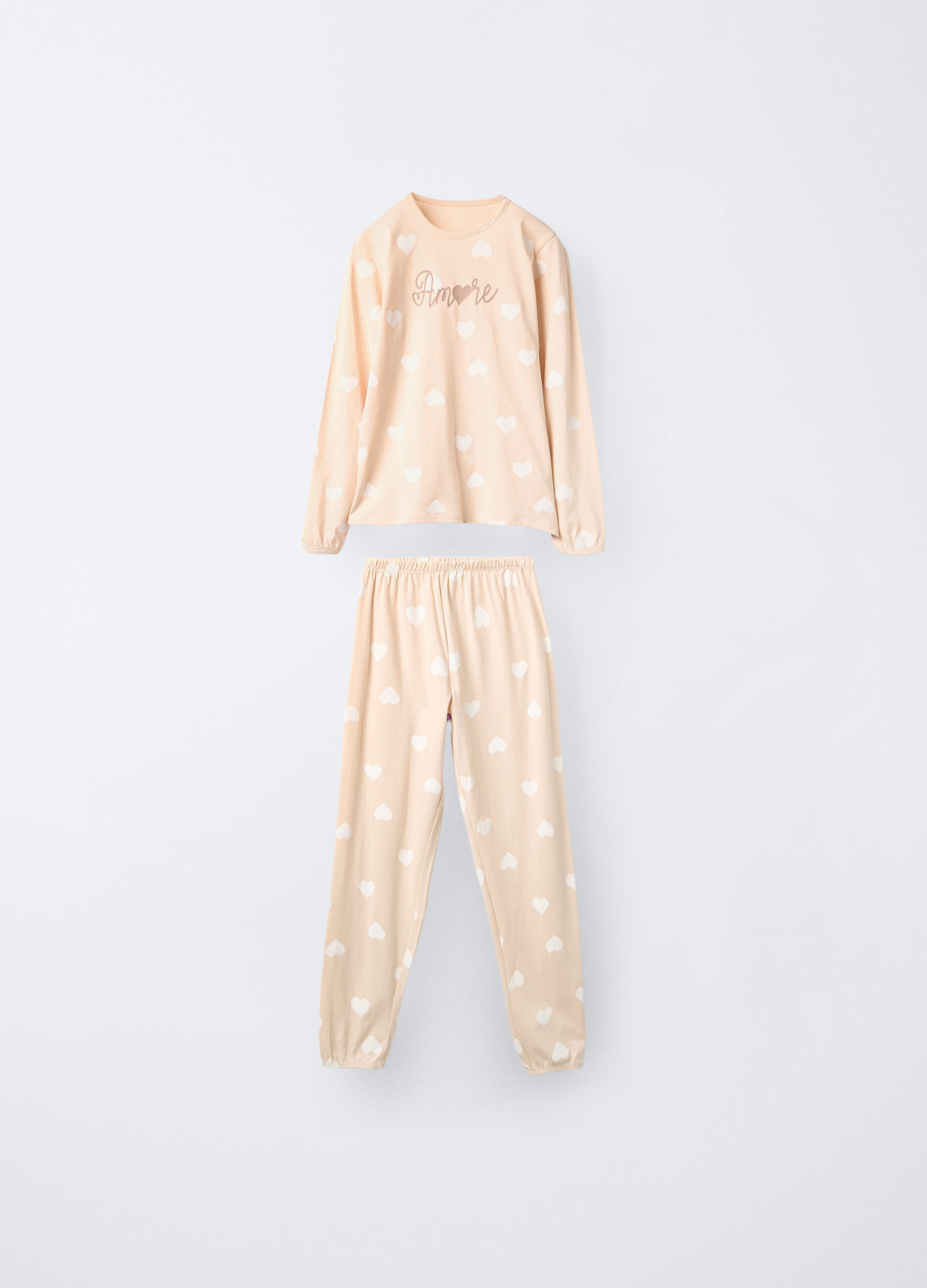 Set pigiama lungo in jersey di puro cotone ragazza_0