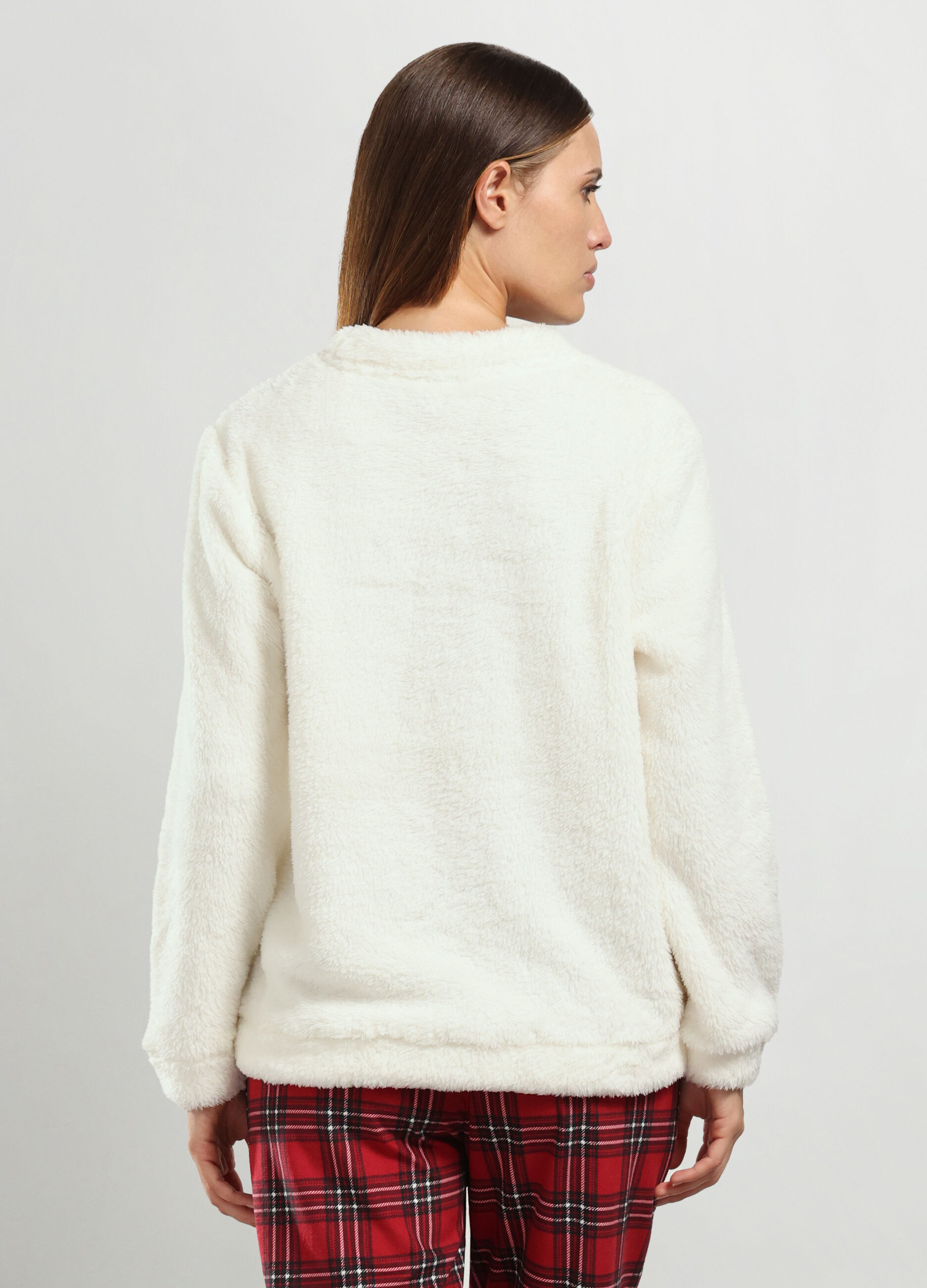 Maglia pigiama lungo effetto eco fur donna_1