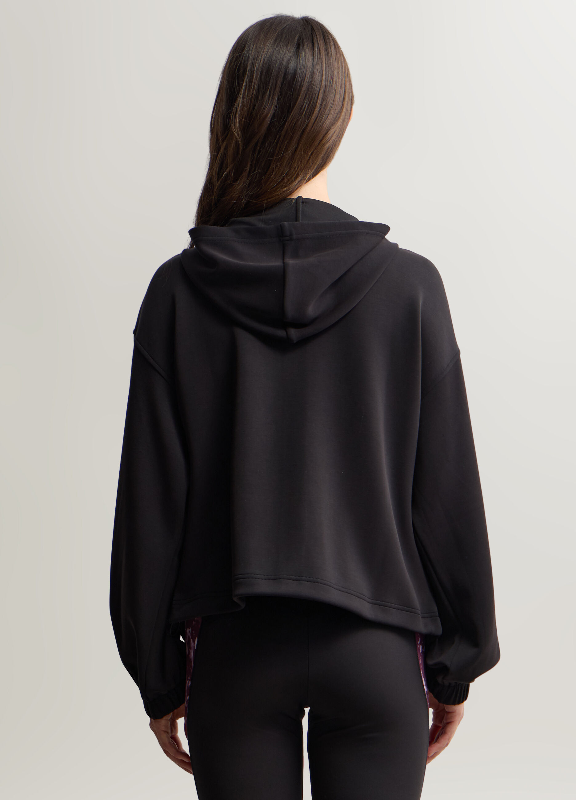 Felpa Fitted misto modal stretch con cappuccio donna_1