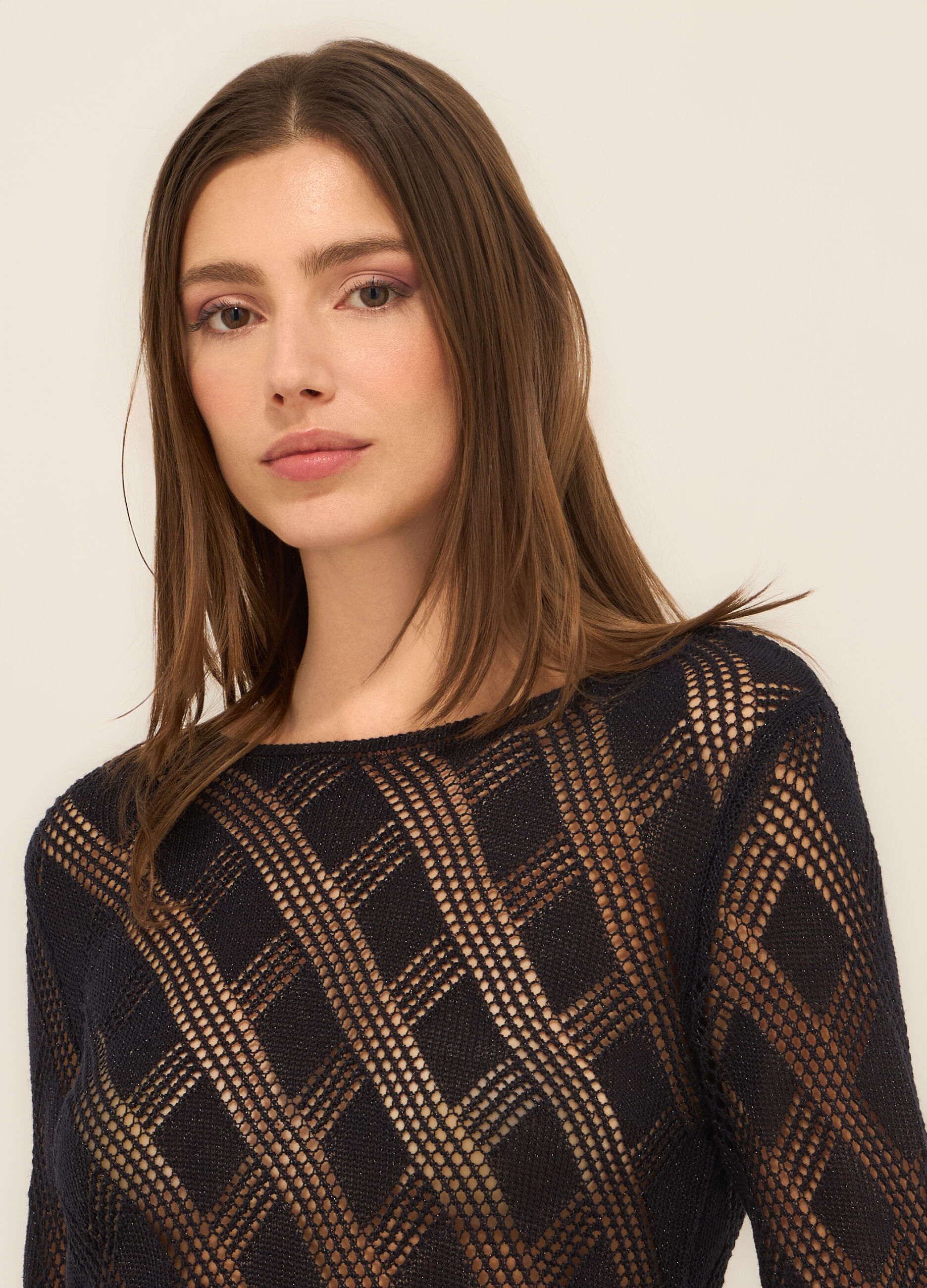 Tricot traforato in misto cotone donna_2
