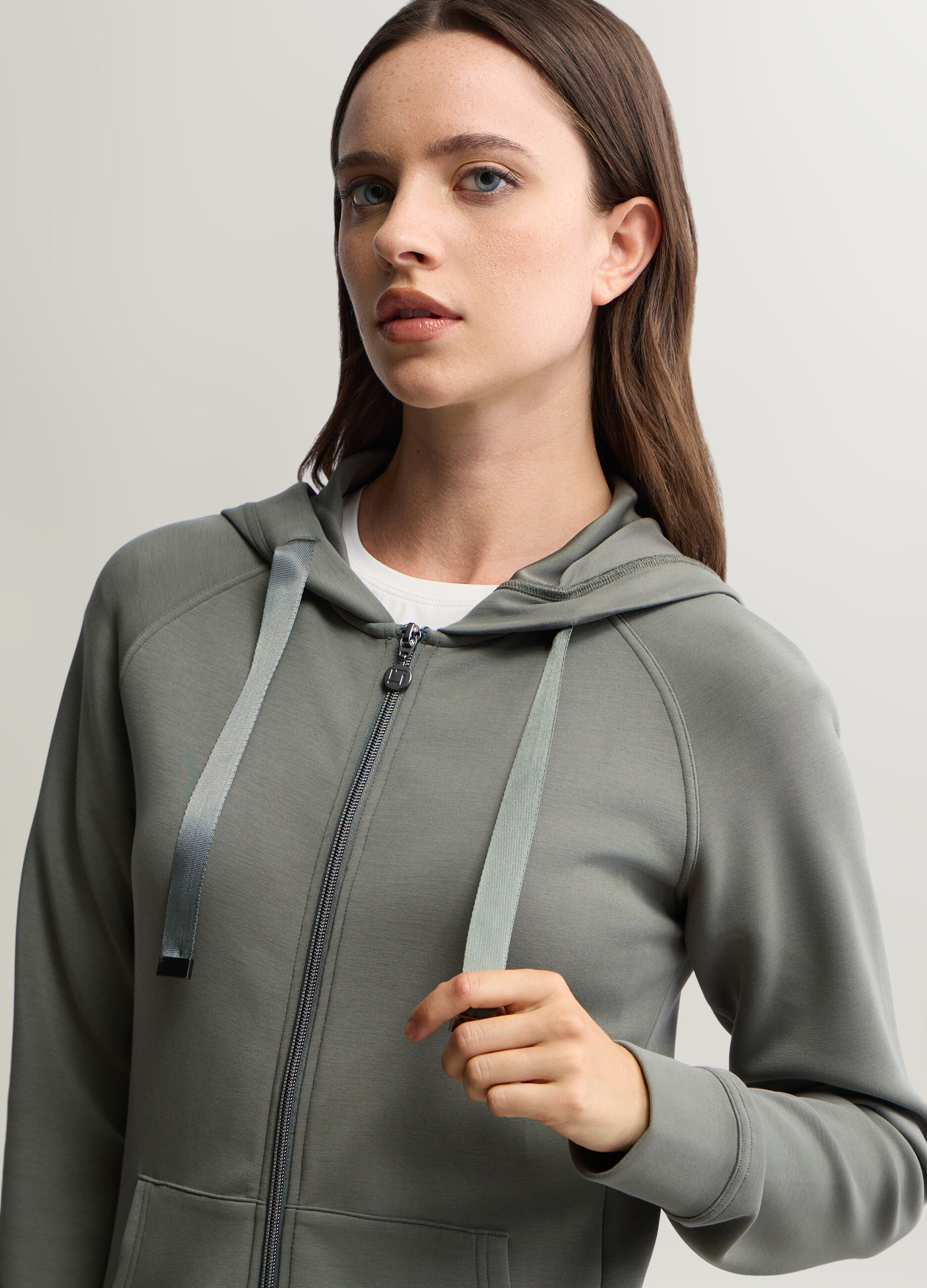 Felpa misto modal stretch con cappuccio donna_2