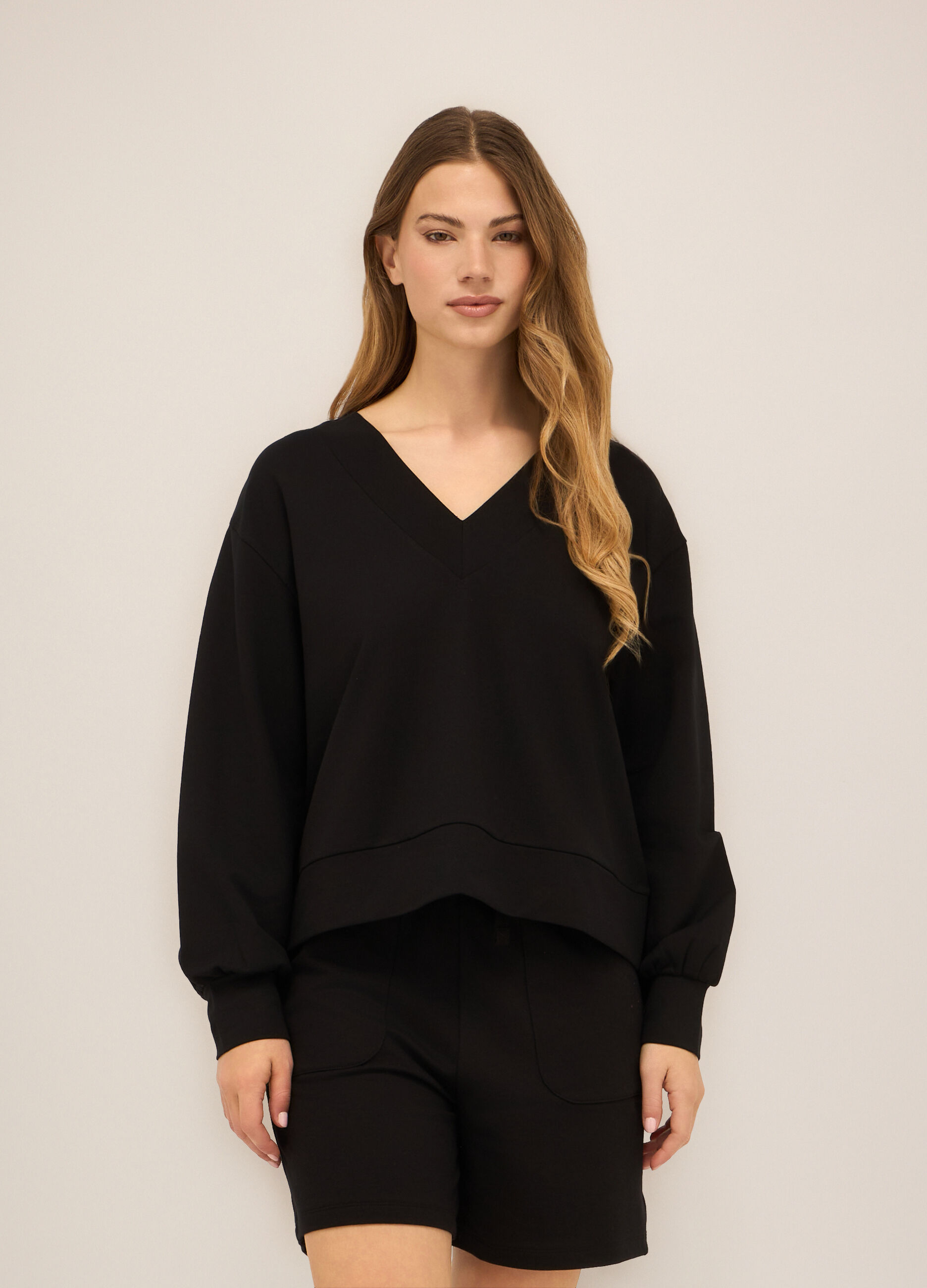 Felpa in misto cotone stretch donna_0