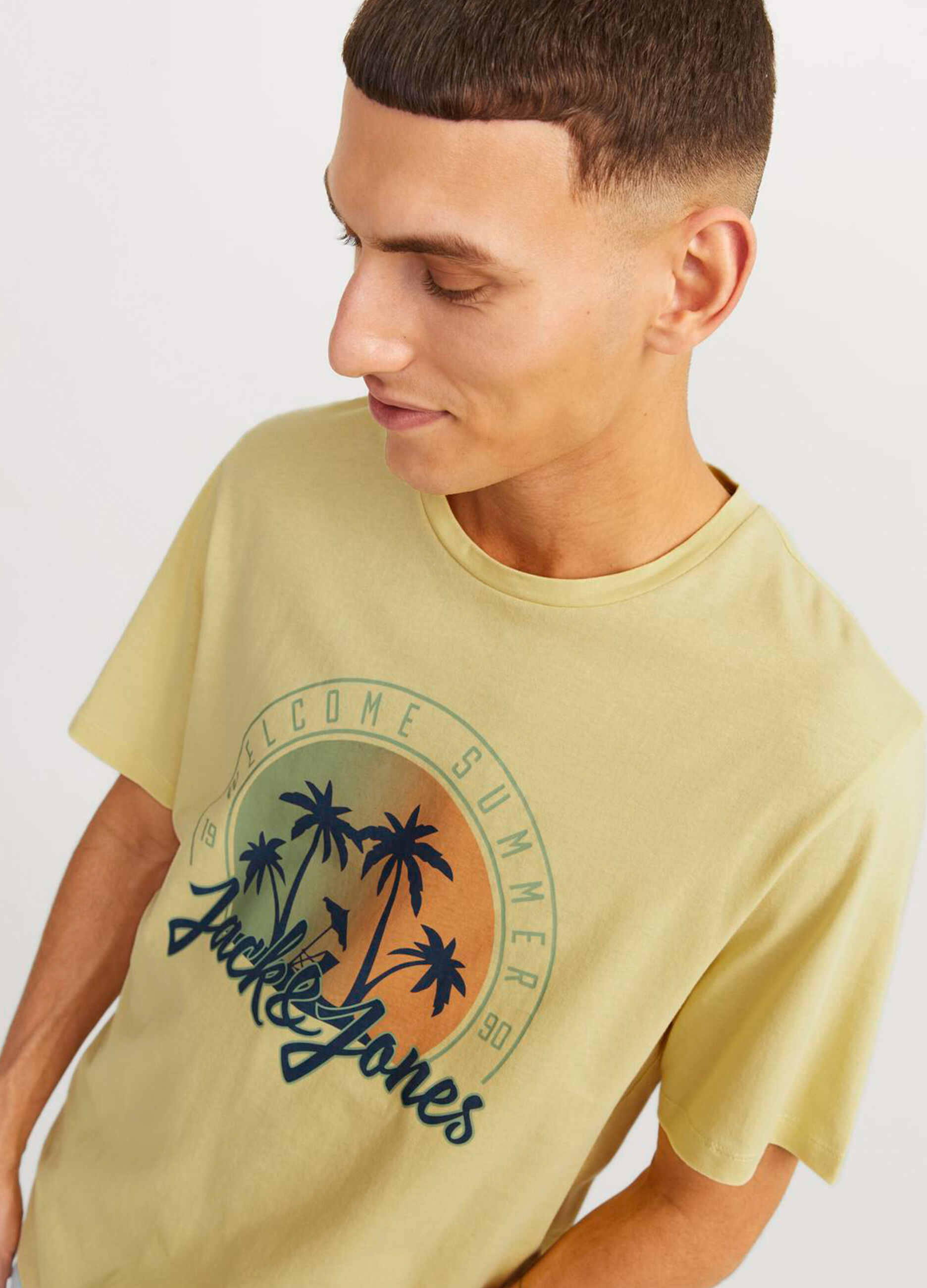 T-shirt girocollo in cotone con stampa uomo_3